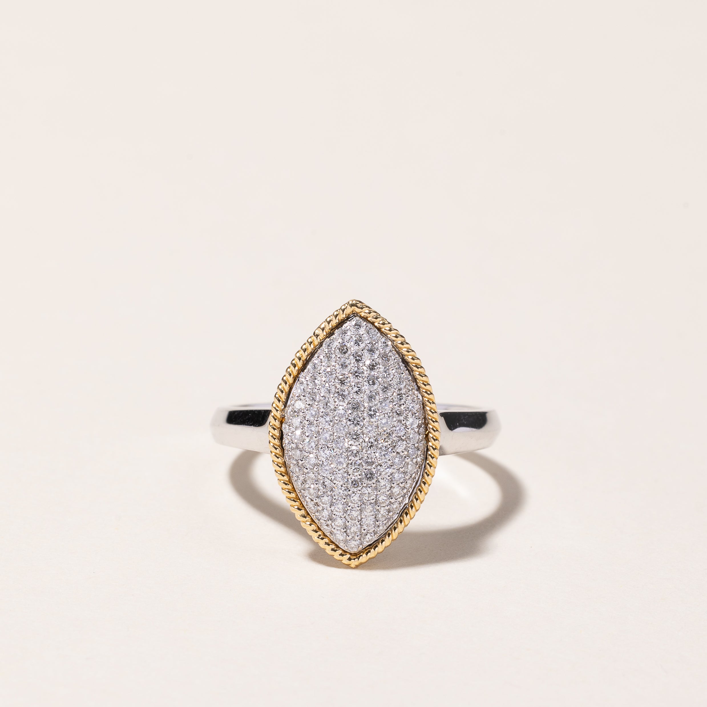 18k Two Tone Gold Marquise Shaped Diamond Ring | 0.56ctw | SZ 7