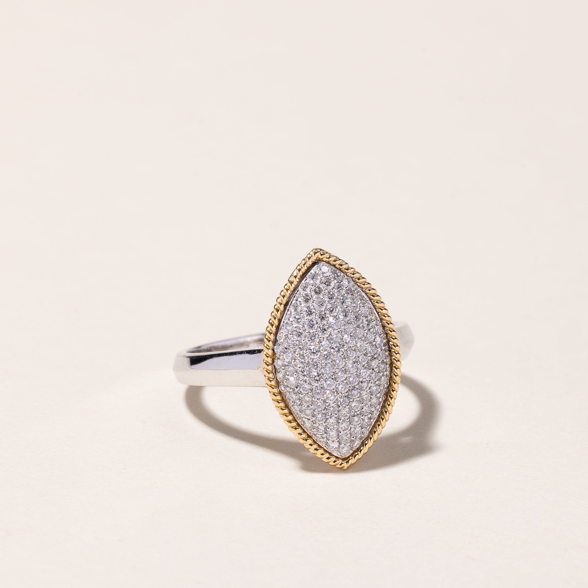 18k Two Tone Gold Marquise Shaped Diamond Ring | 0.56ctw | SZ 7