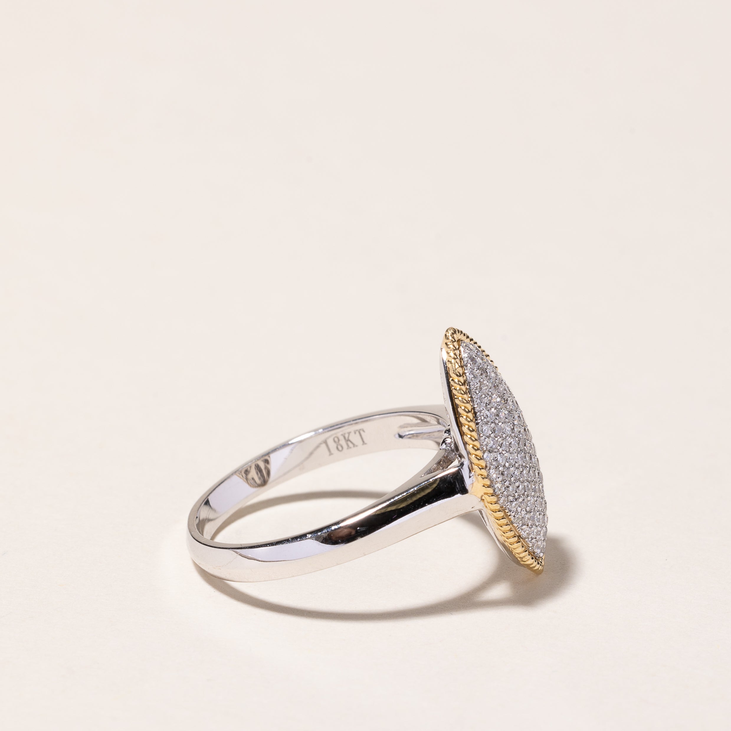 18k Two Tone Gold Marquise Shaped Diamond Ring | 0.56ctw | SZ 7