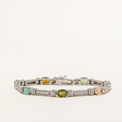 Tourmaline & Diamond Bracelet | 5.10ctw, 0.50ctw | 7