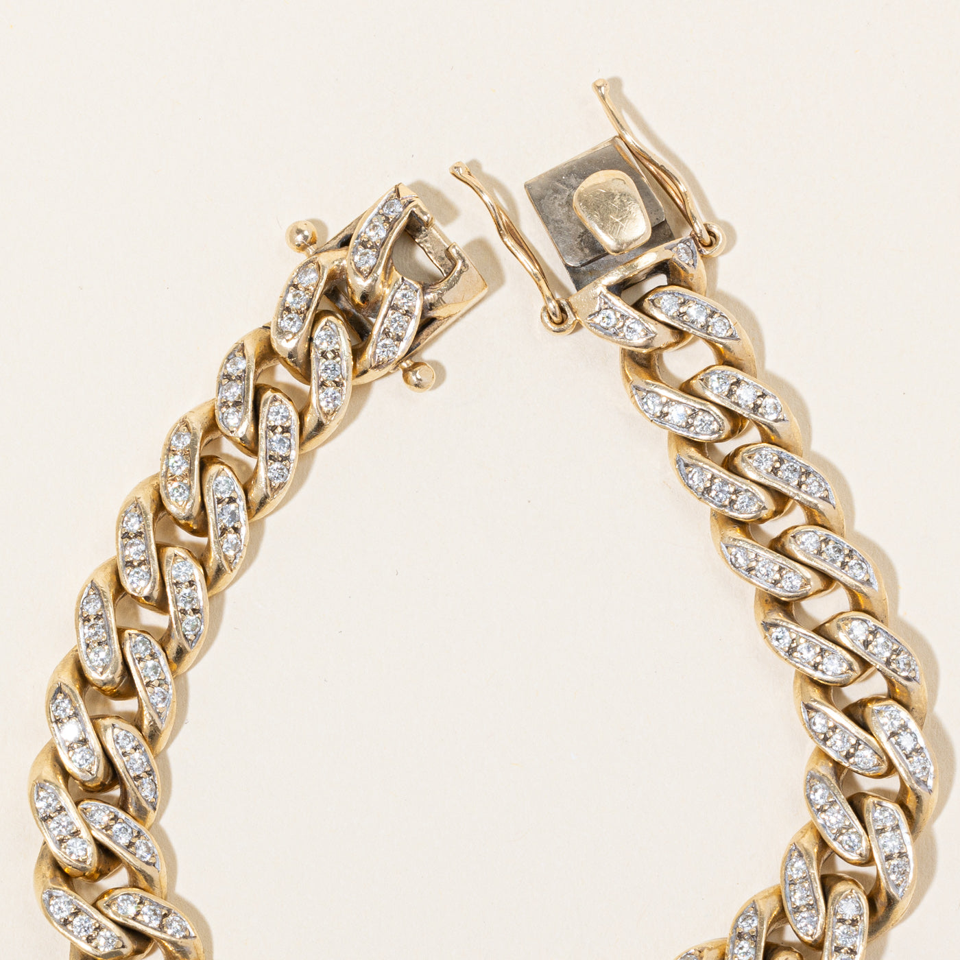 Flush Set Diamond Cuban Link Bracelet | 3.38ctw | 7.5" |