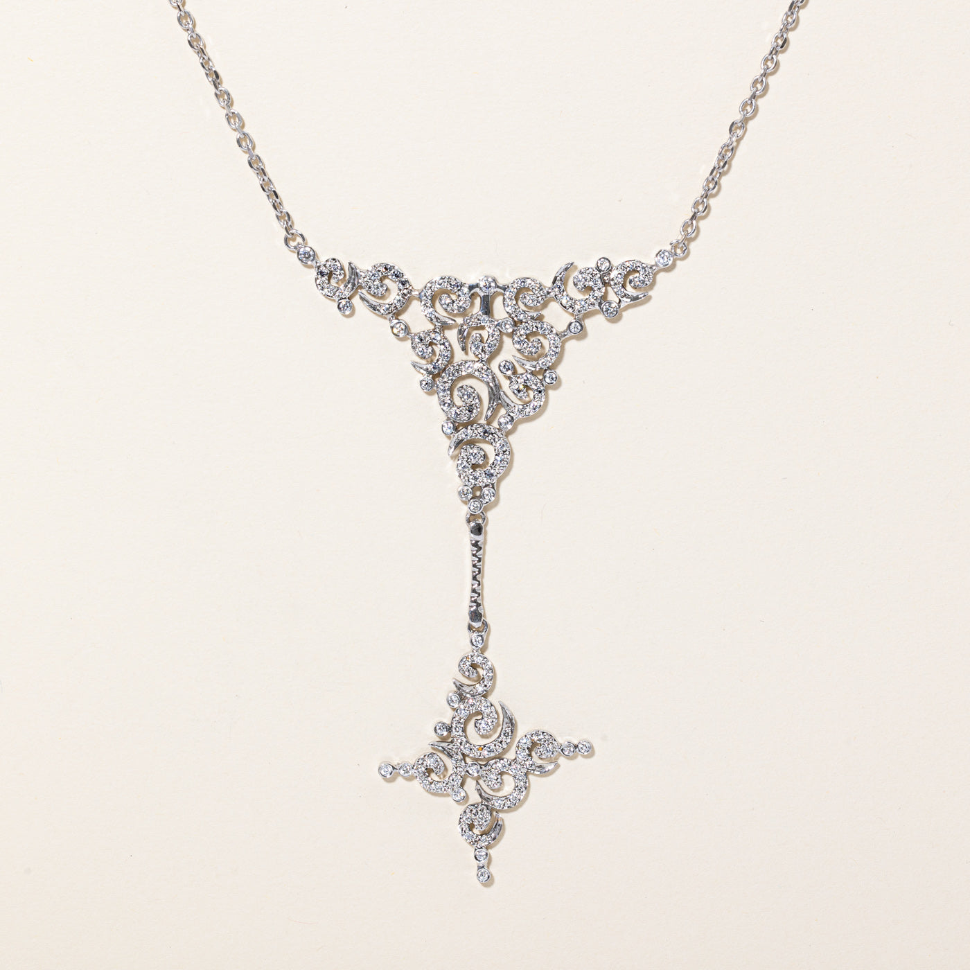 Ornate Diamond Drop Pendant Necklace | 2.03ctw | 14" |