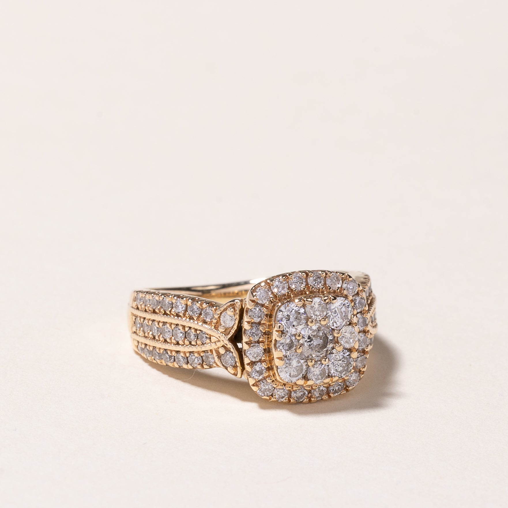 10k Yellow Gold Cluster Diamond Ring | 1.00ctw | SZ 4.25