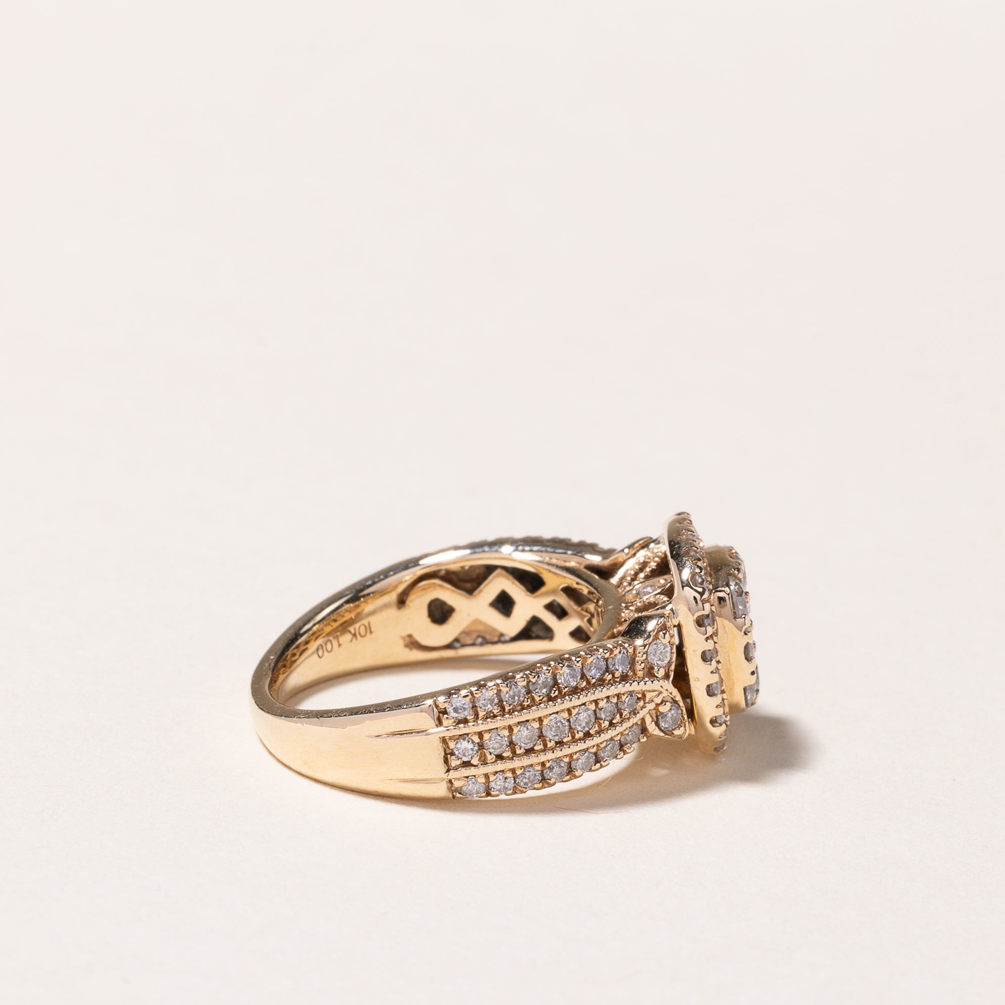 10k Yellow Gold Cluster Diamond Ring | 1.00ctw | SZ 4.25