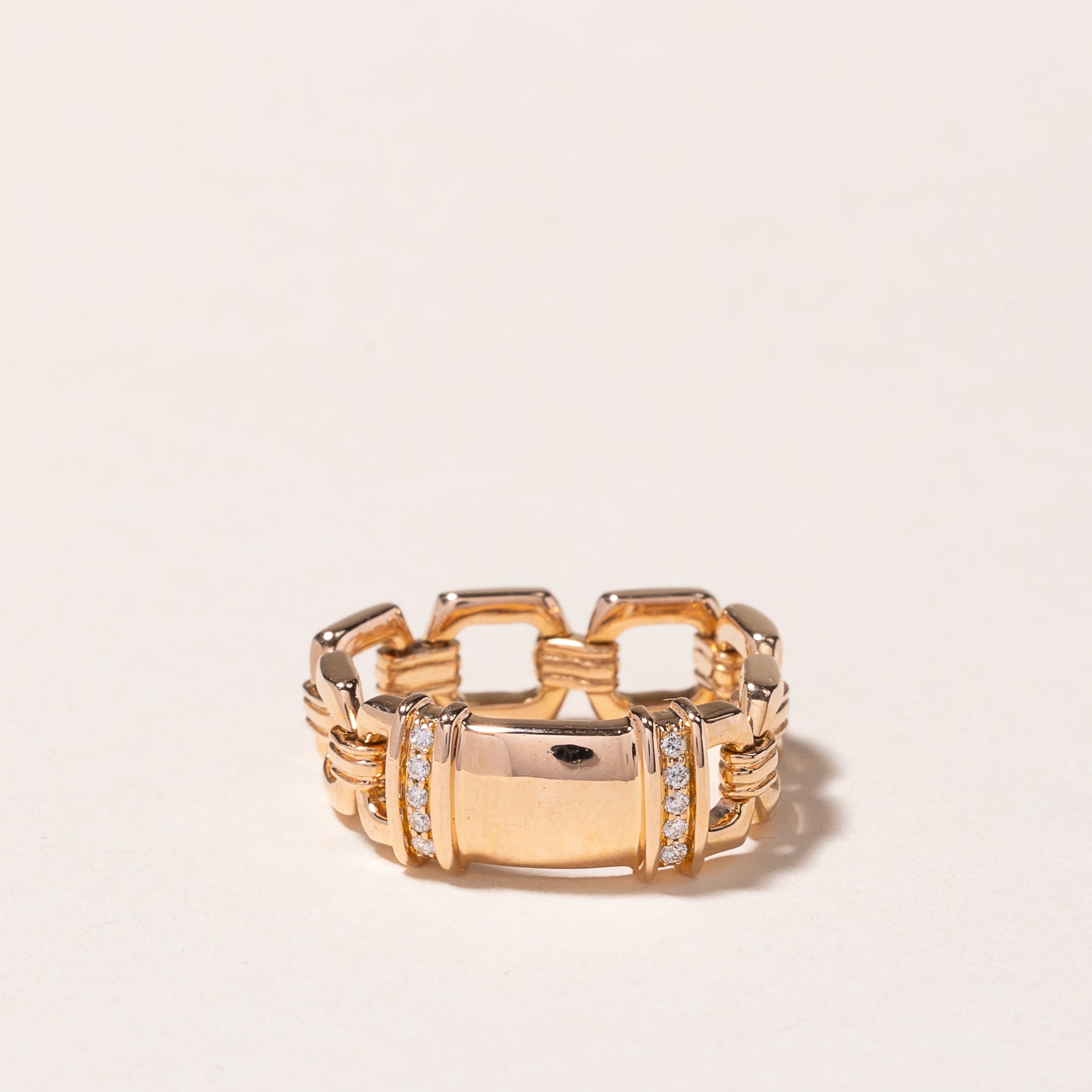 Kwiat' 18k Rose Gold Link Diamond Ring | 0.05ctw | SZ 5.75