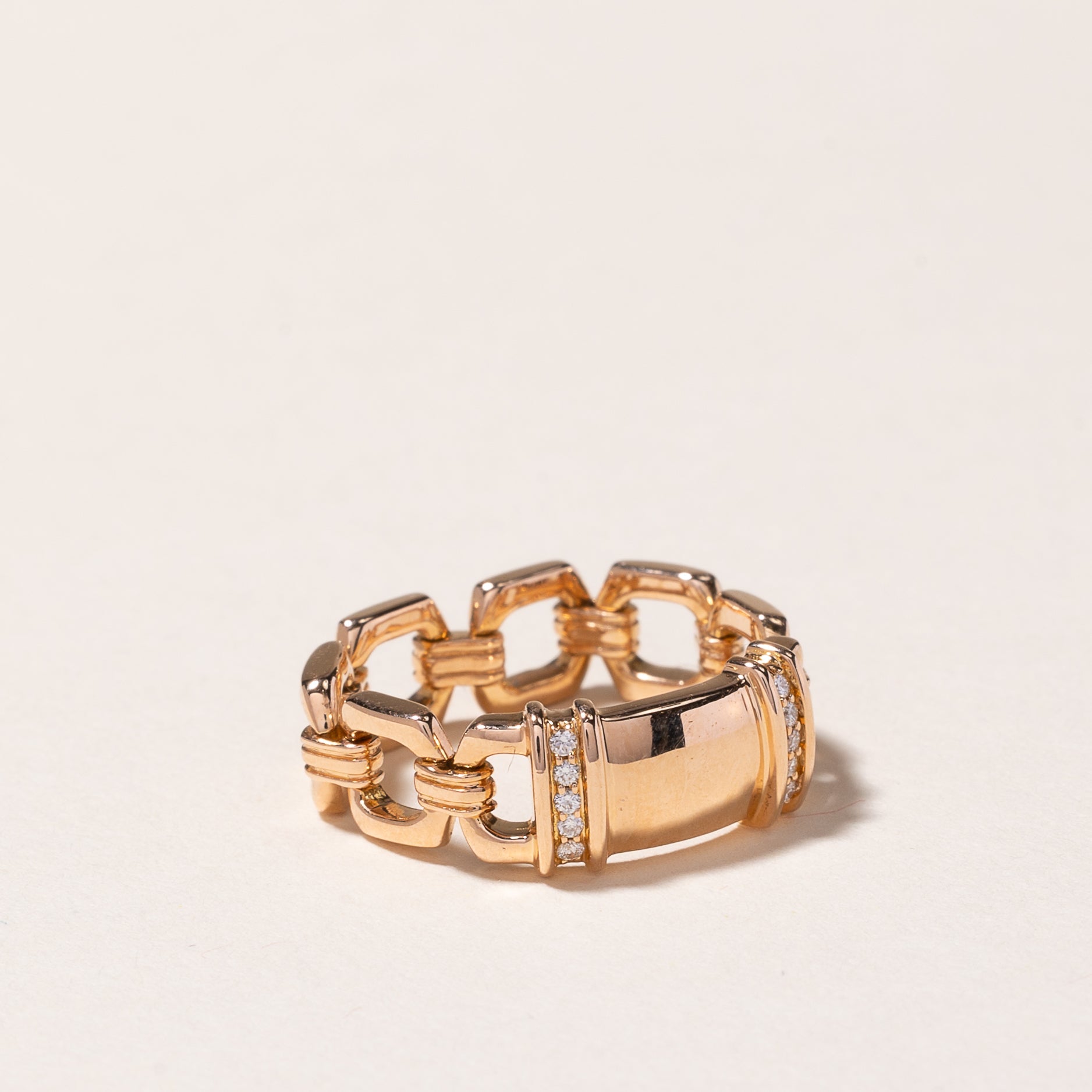 Kwiat' 18k Rose Gold Link Diamond Ring | 0.05ctw | SZ 5.75