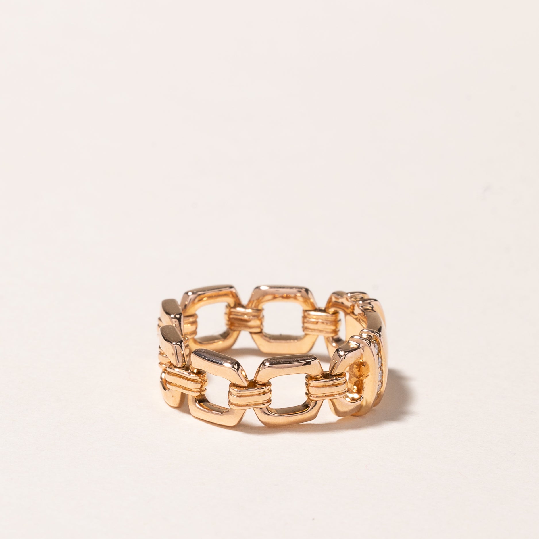 Kwiat' 18k Rose Gold Link Diamond Ring | 0.05ctw | SZ 5.75