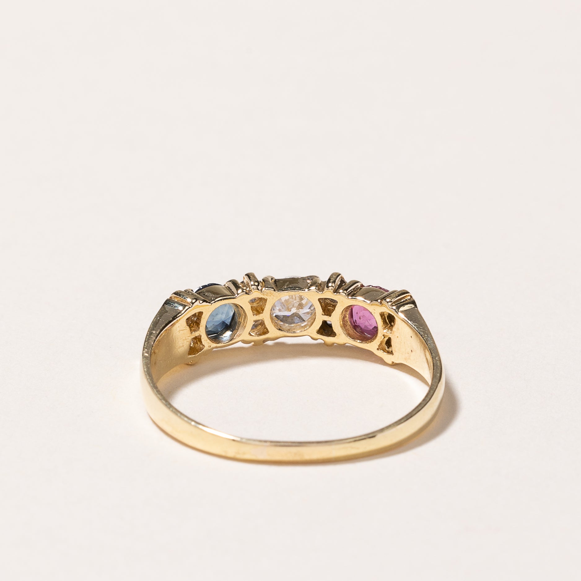 18k Yellow Gold Ruby, Sapphire & Diamond Ring | 0.25ct, 0.22ct, 0.20ctw | SZ 9