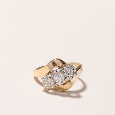 14k-18k Yellow Gold Old European Cut Diamond Bypass Ring | 0.71ctw | SZ 4.75