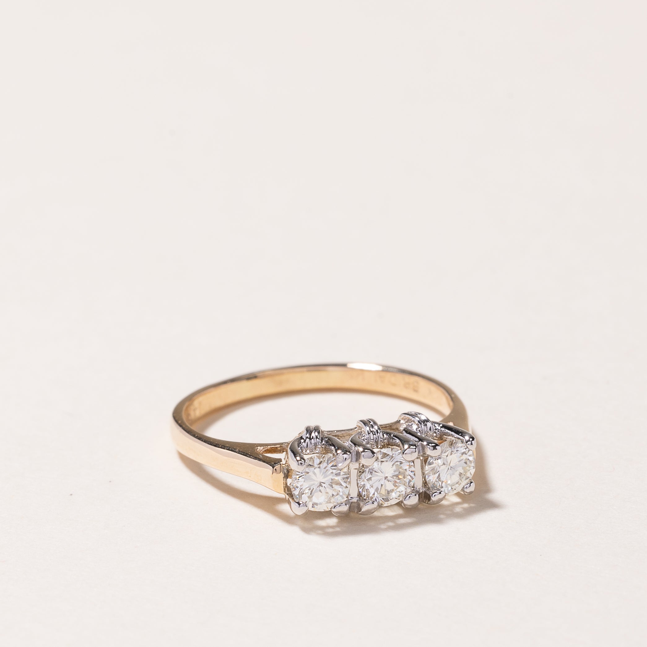 14k Yellow Gold Three Stones Diamond Ring | 1.00ctw | SZ 5.25