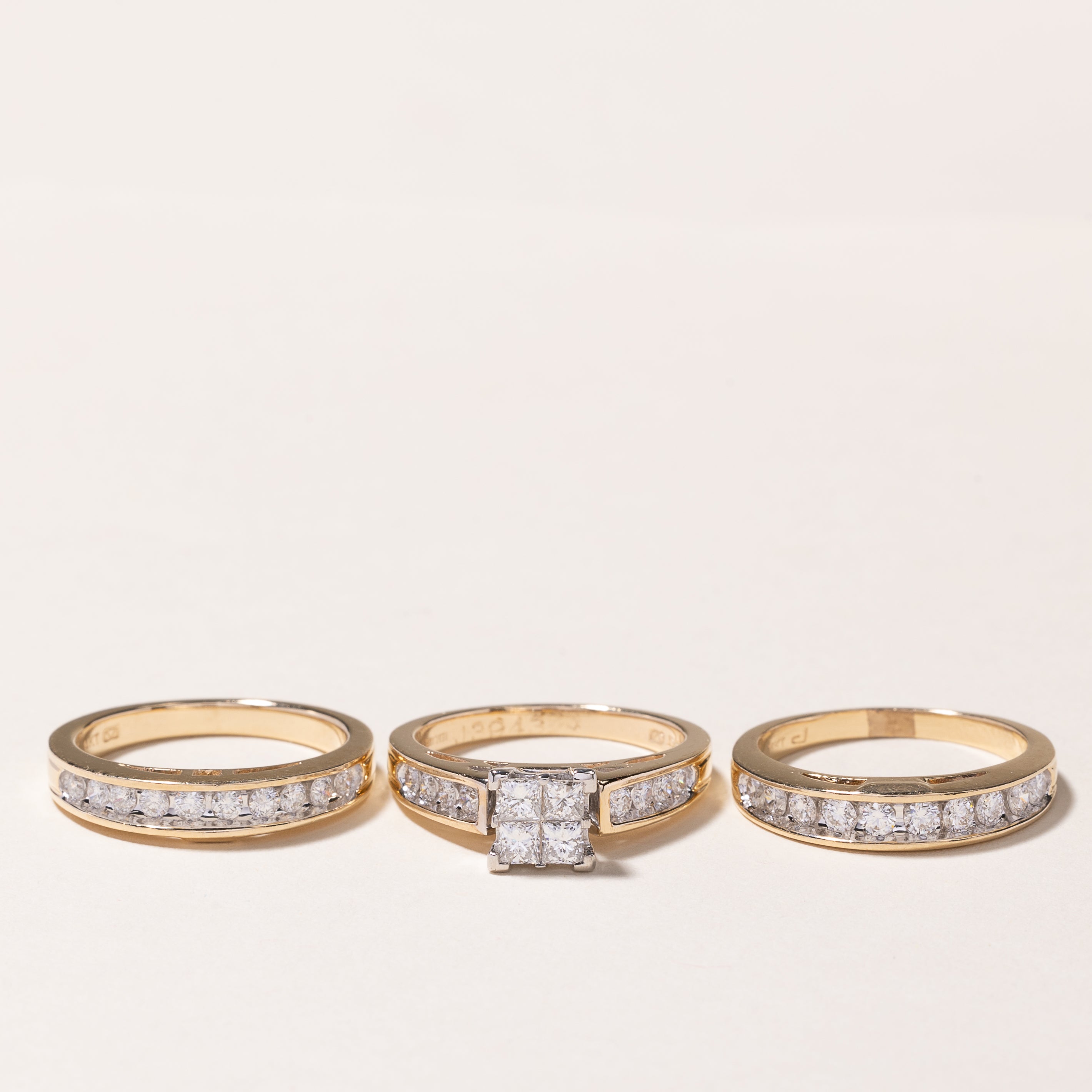 14k Yellow Gold Diamond Wedding Ring Set | 1.43ctw | SZ 6.25