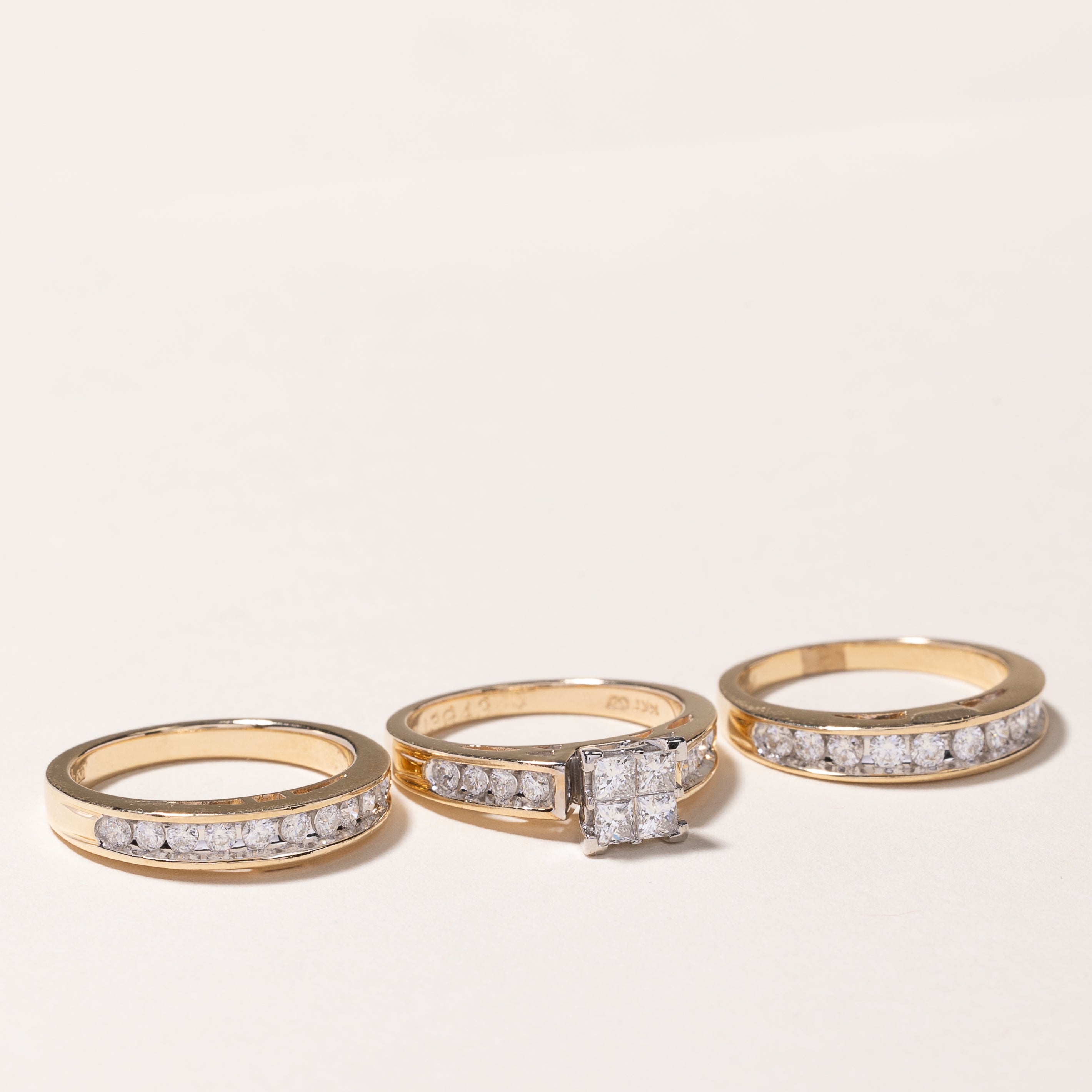 14k Yellow Gold Diamond Wedding Ring Set | 1.43ctw | SZ 6.25