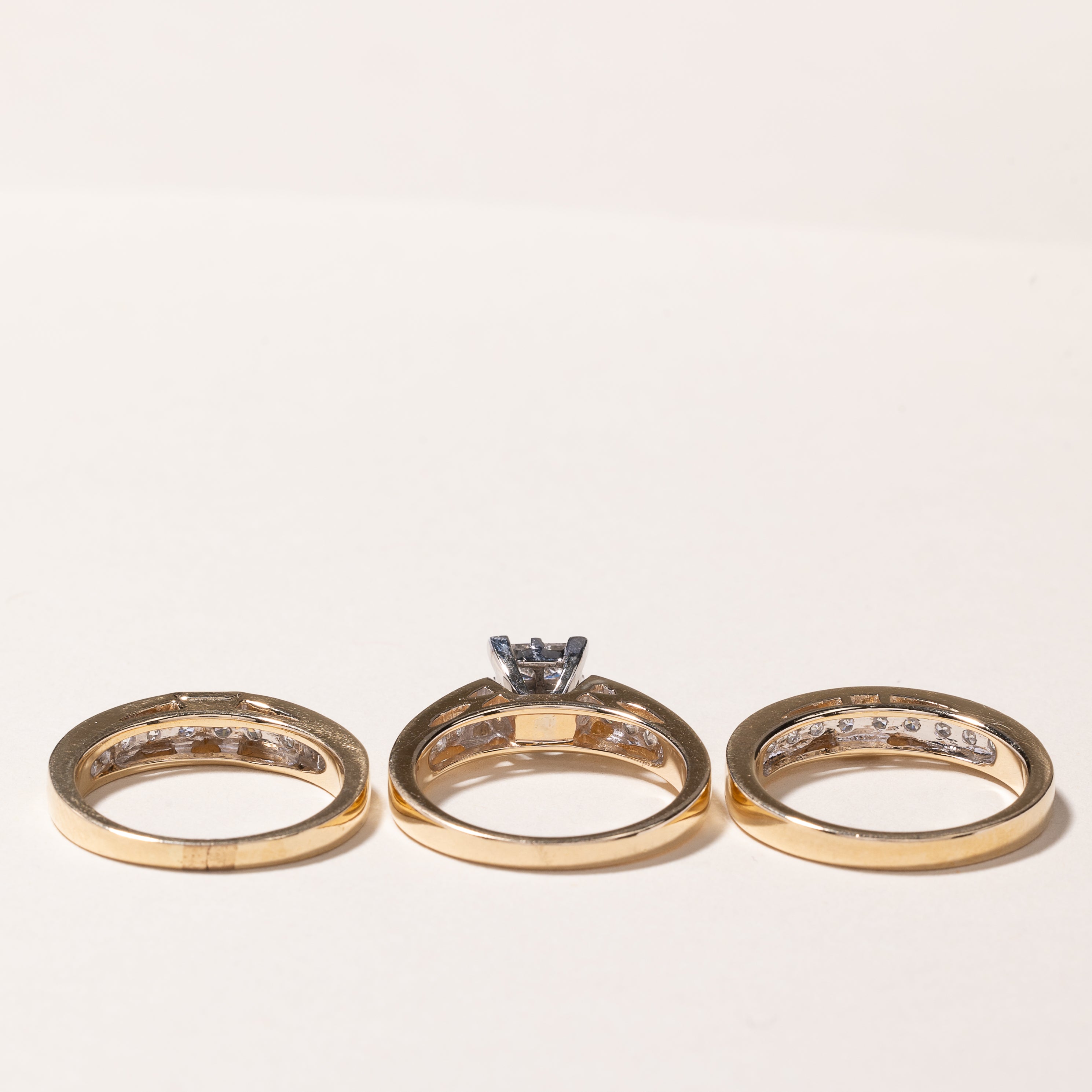 14k Yellow Gold Diamond Wedding Ring Set | 1.43ctw | SZ 6.25