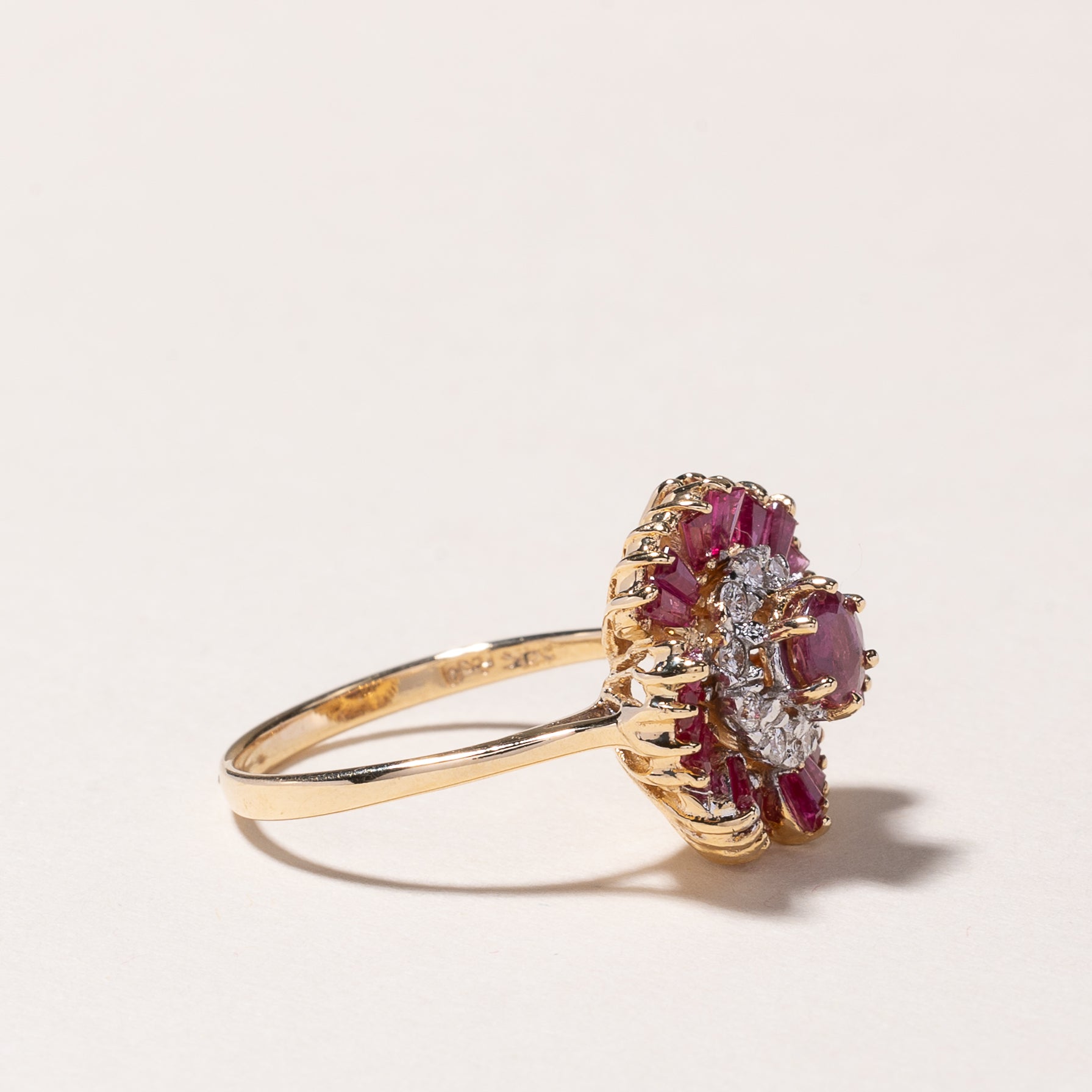 14k Yellow Gold Ruby & Diamond Ring | 1.53ctw, 0.16ctw | SZ 6.5