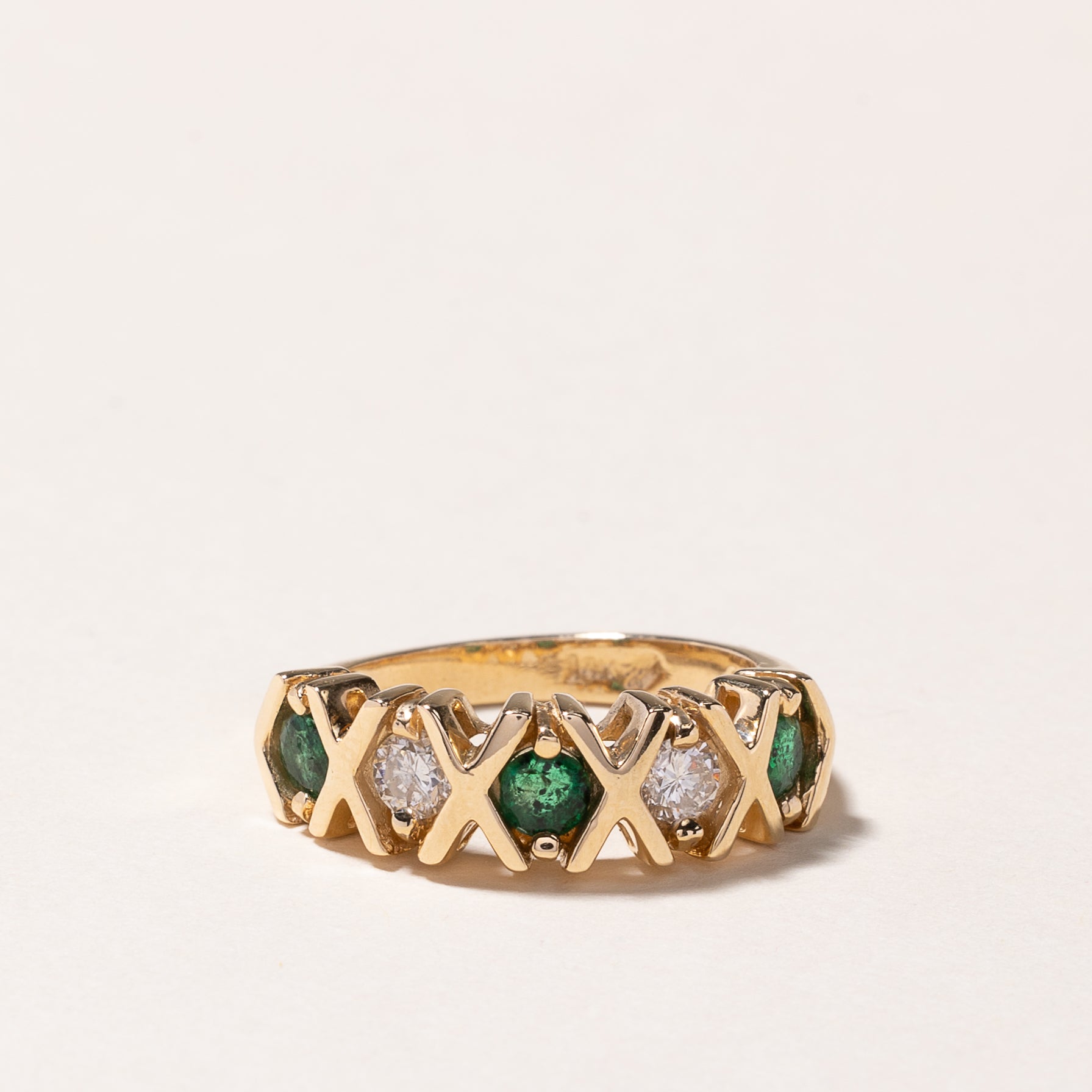 14k Yellow Gold Emerald & Diamond Ring | 0.41ctw, 0.32ctw | SZ 6