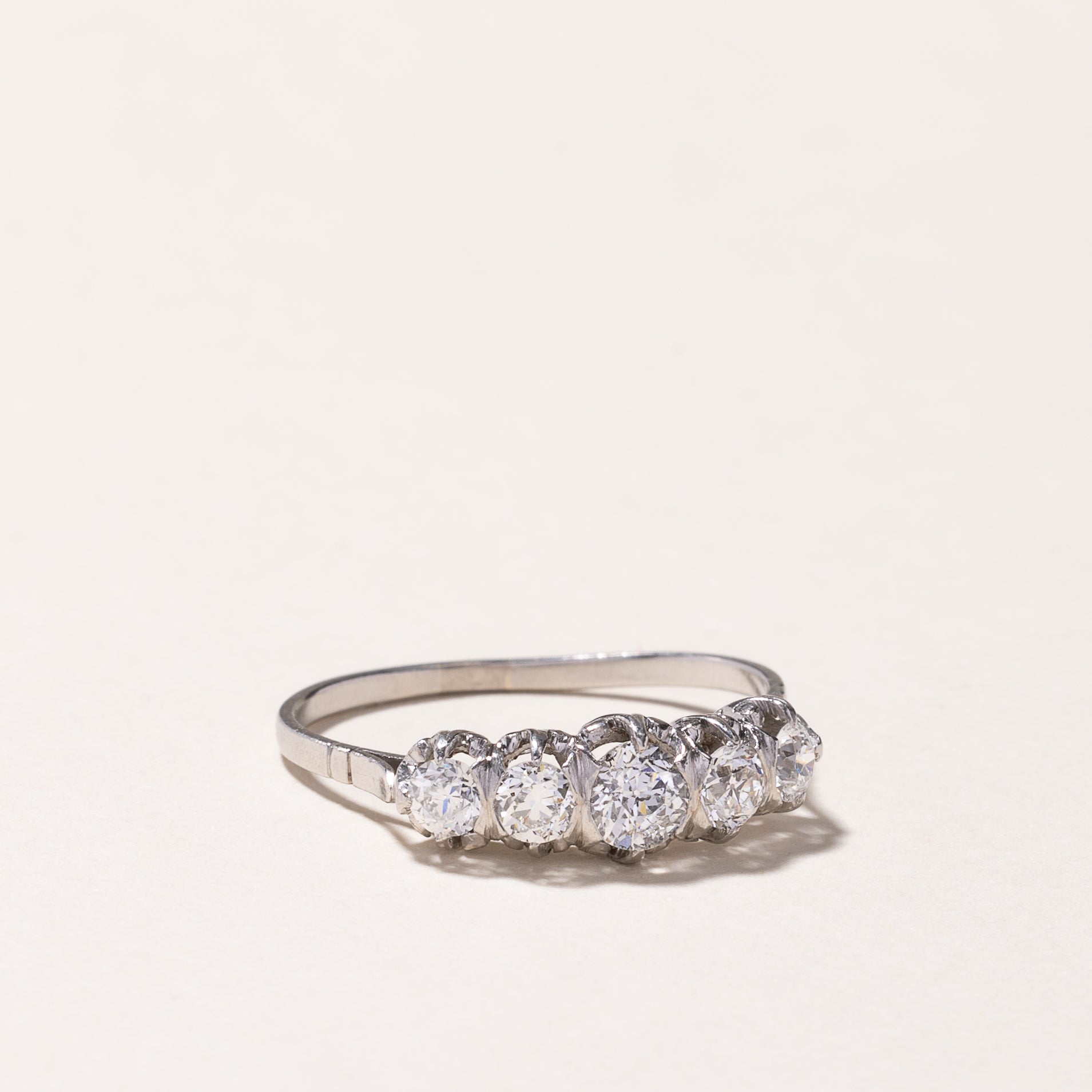 Platinum Five Stone Old European Cut Diamond Ring | 0.93ctw | SZ 8