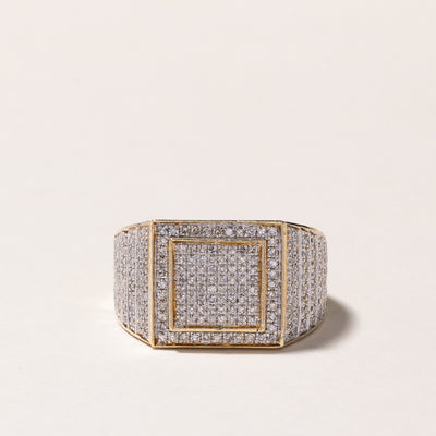10k Yellow Gold Cluster Diamond Signet Ring | 1.53ctw | SZ 8.75