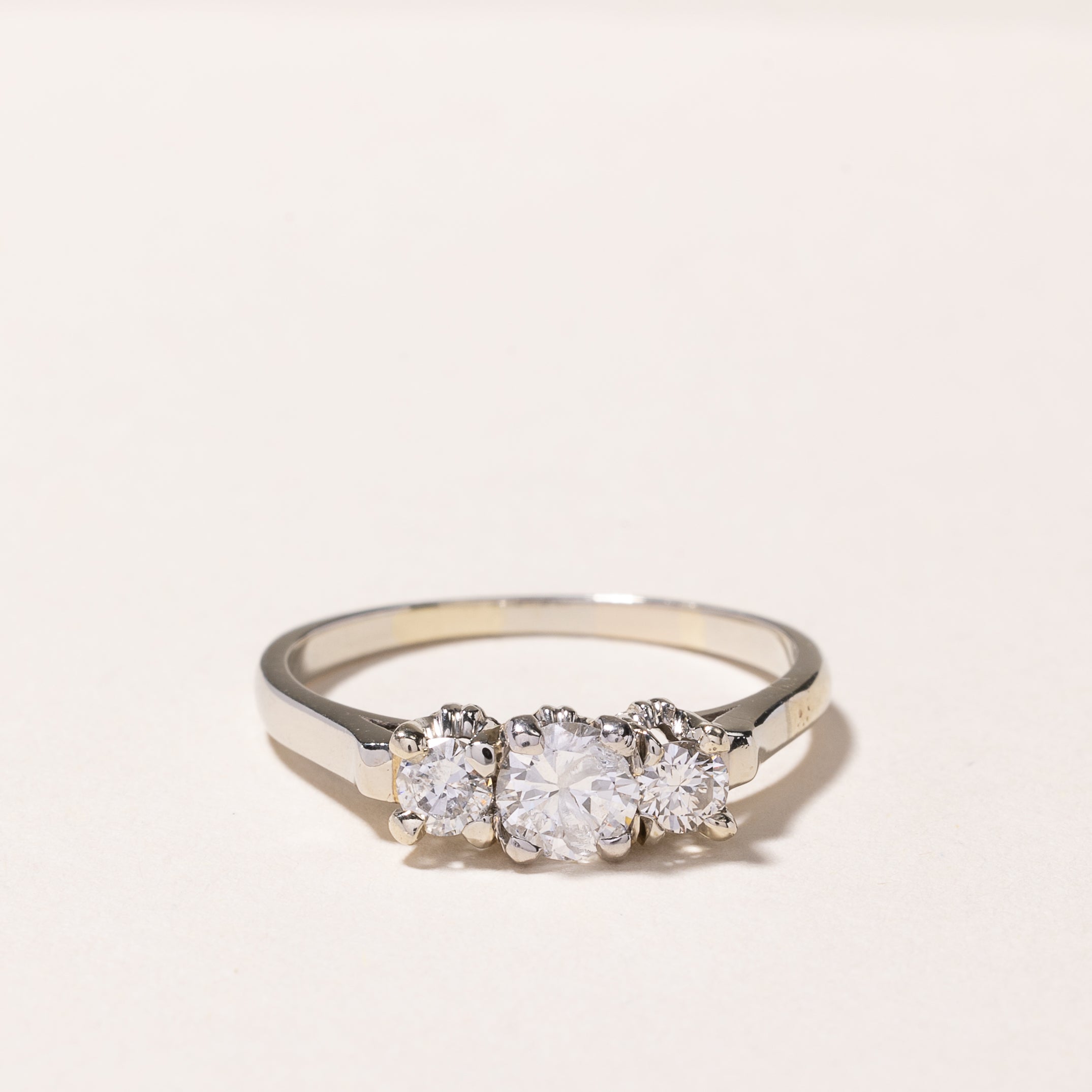 18k White Gold Three Stone Diamond Ring | 0.75ctw | SZ 7.75
