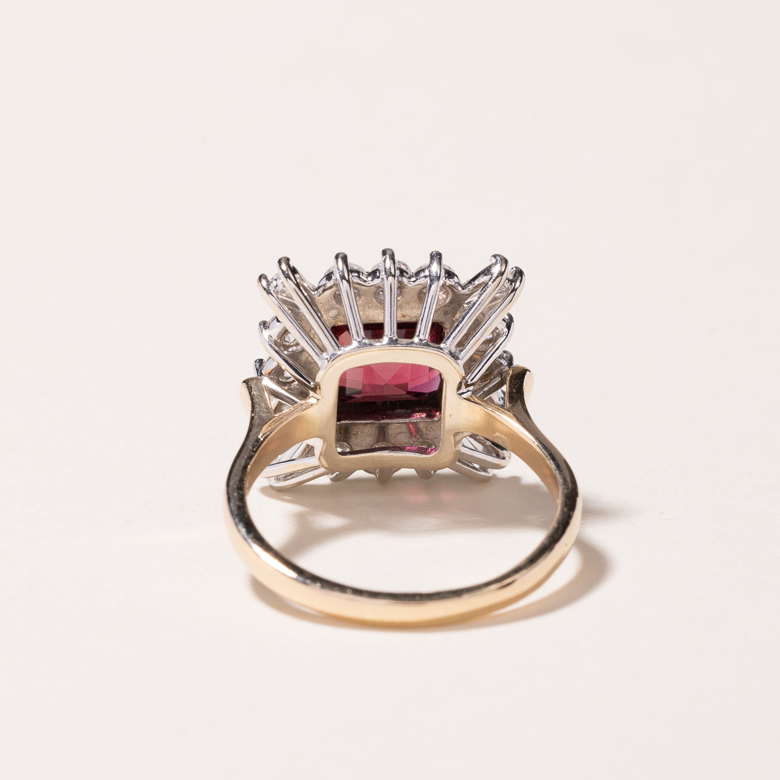 14k White Gold Garnet & Diamond Ring | 4.01ct, 0.99ctw | SZ 7.25