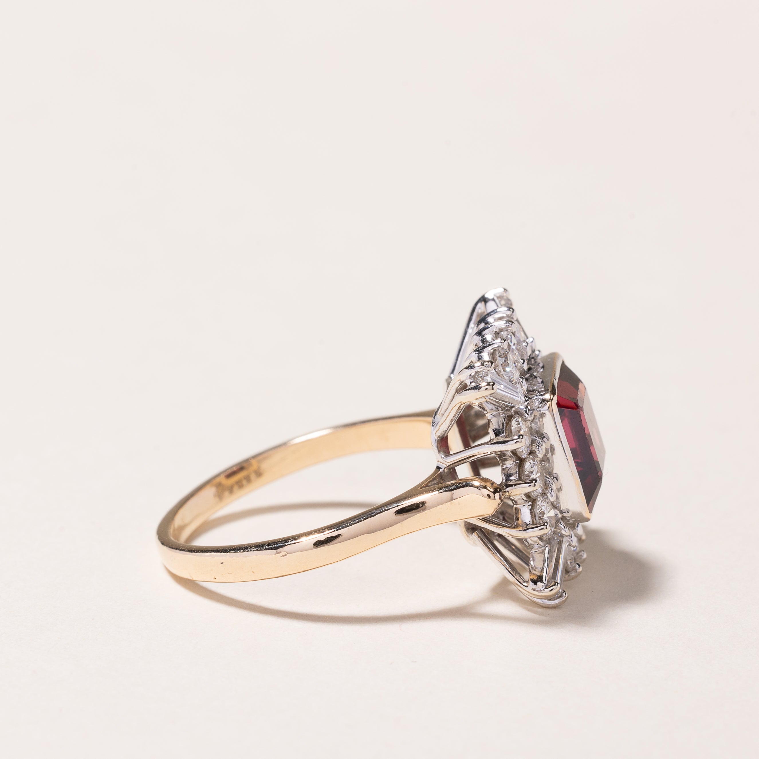 14k White Gold Garnet & Diamond Ring | 4.01ct, 0.99ctw | SZ 7.25
