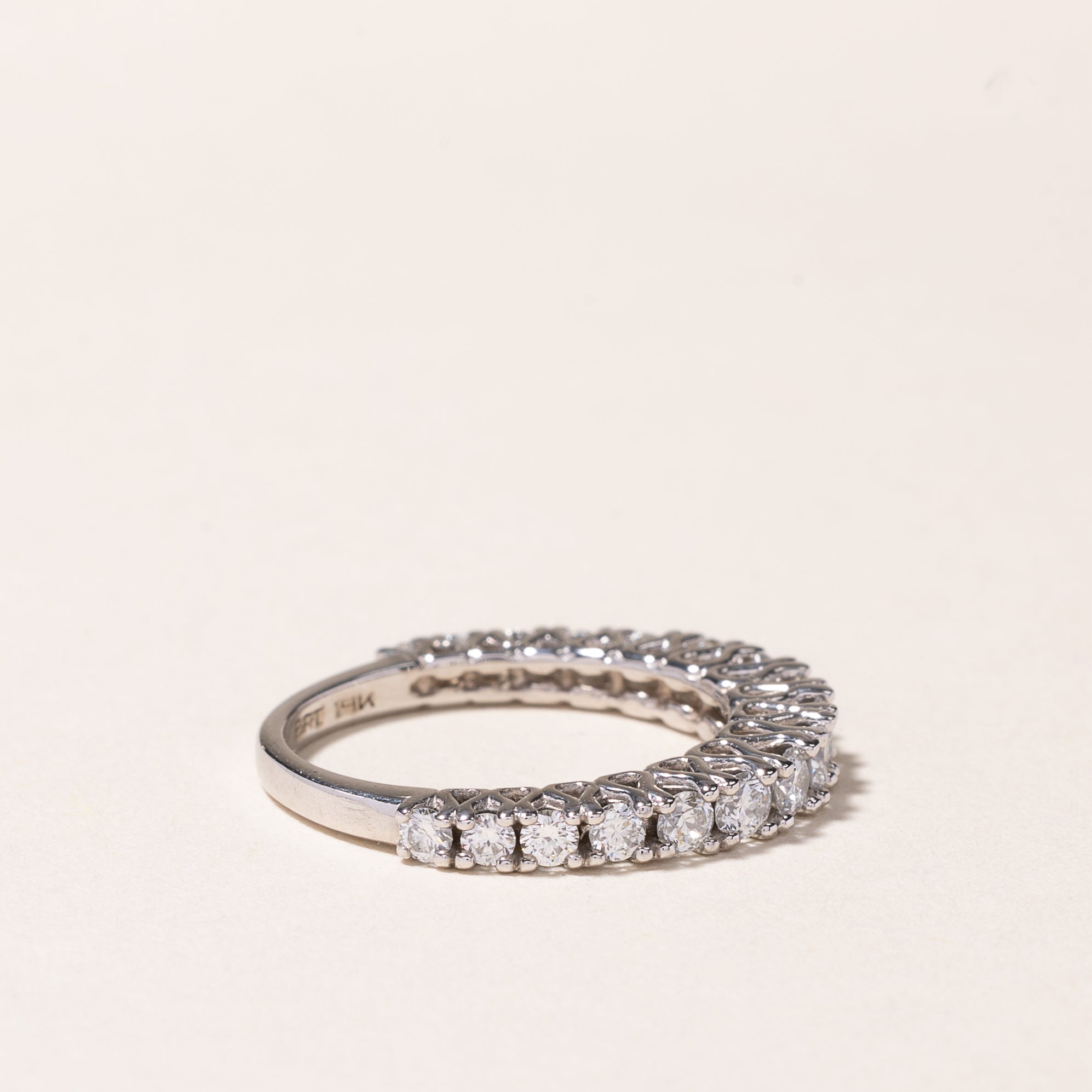 14k White Gold Semi Eternity Diamond Band | 0.80ctw | SZ 5
