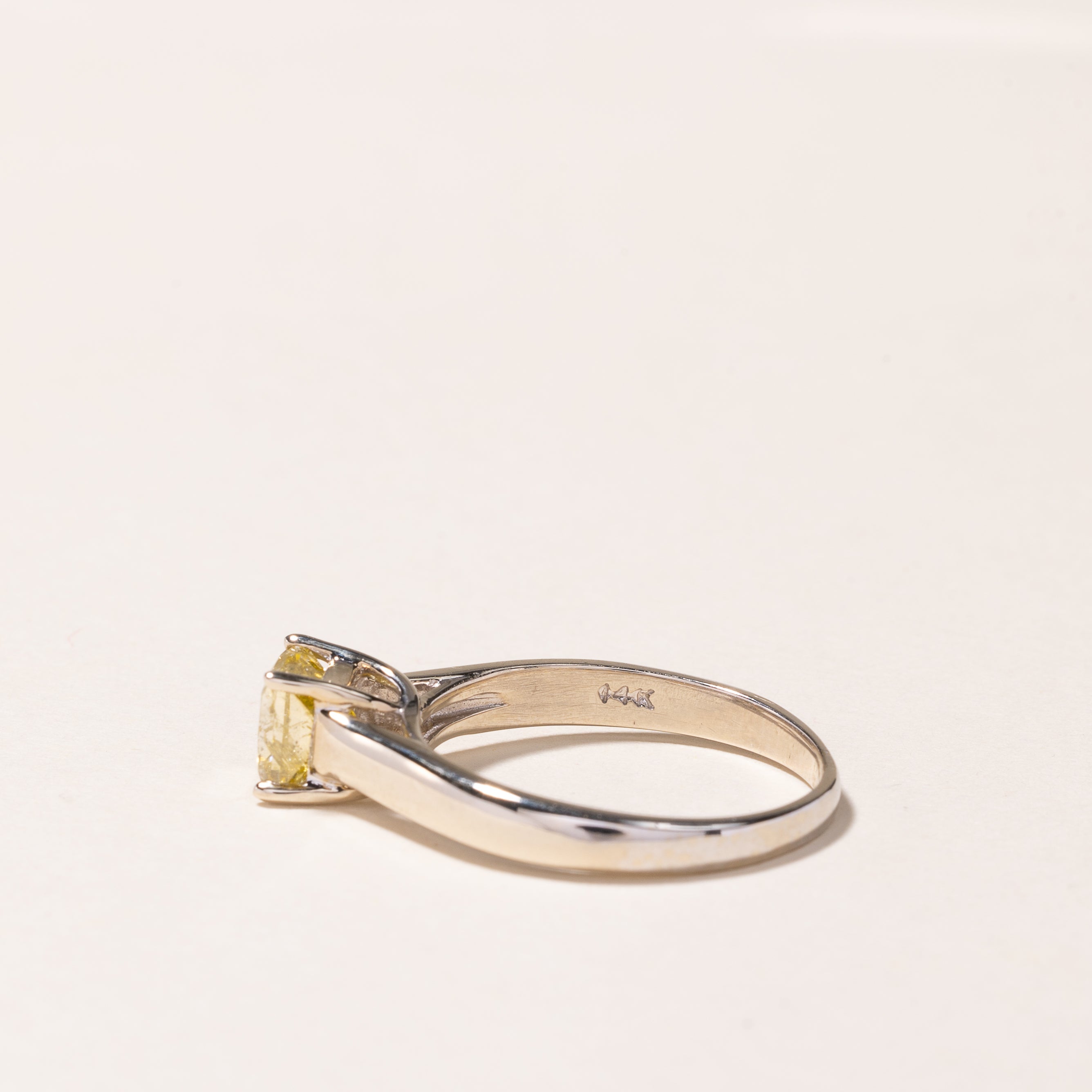 14k White Gold Fancy Yellow Diamond Ring | 1.19ct | SZ 8.25
