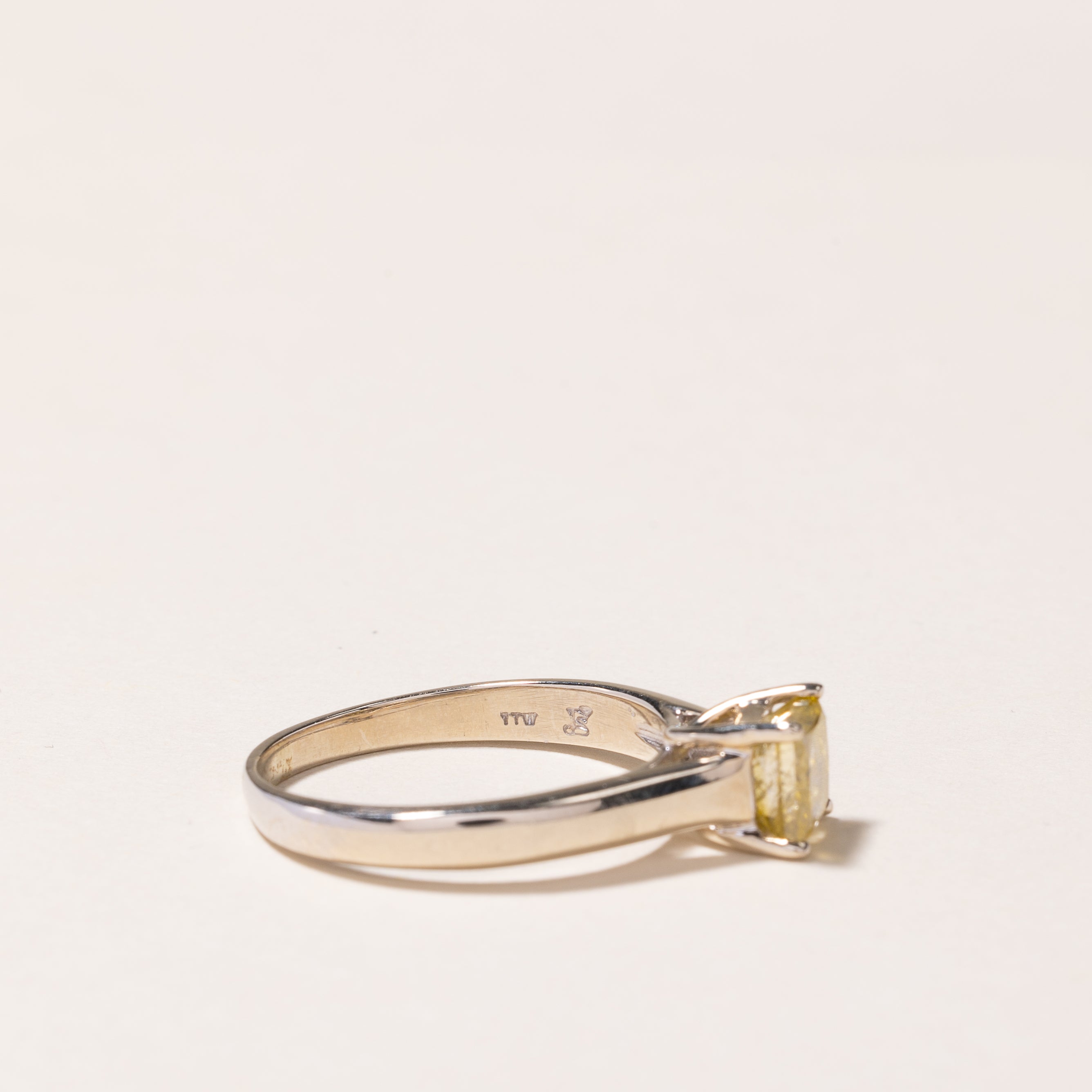 14k White Gold Fancy Yellow Diamond Ring | 1.19ct | SZ 8.25