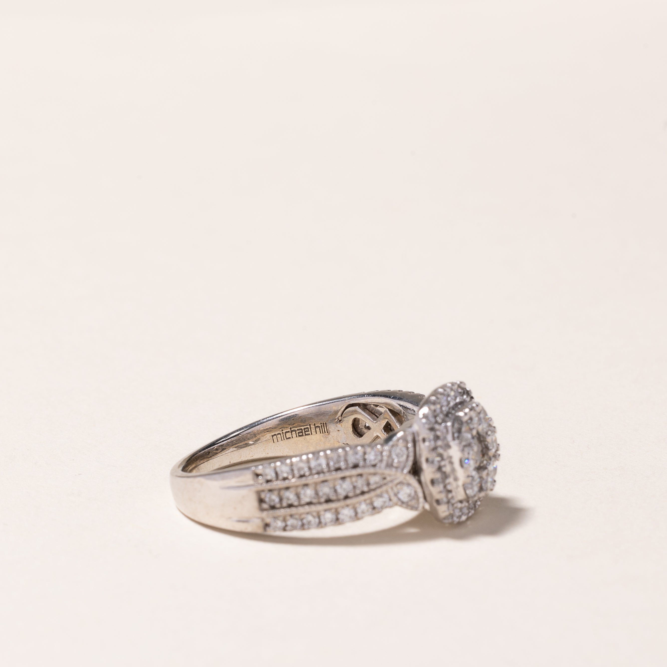 14k White Gold Cluster Diamond Engagement Ring | 0.99ctw | SZ 7