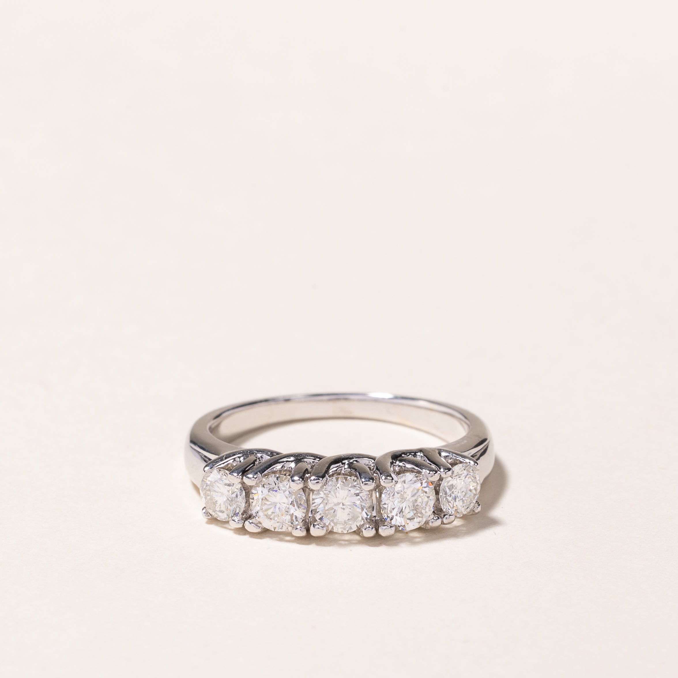 14k White Gold Five Stone Diamond Ring | 1.02ctw | SZ 6