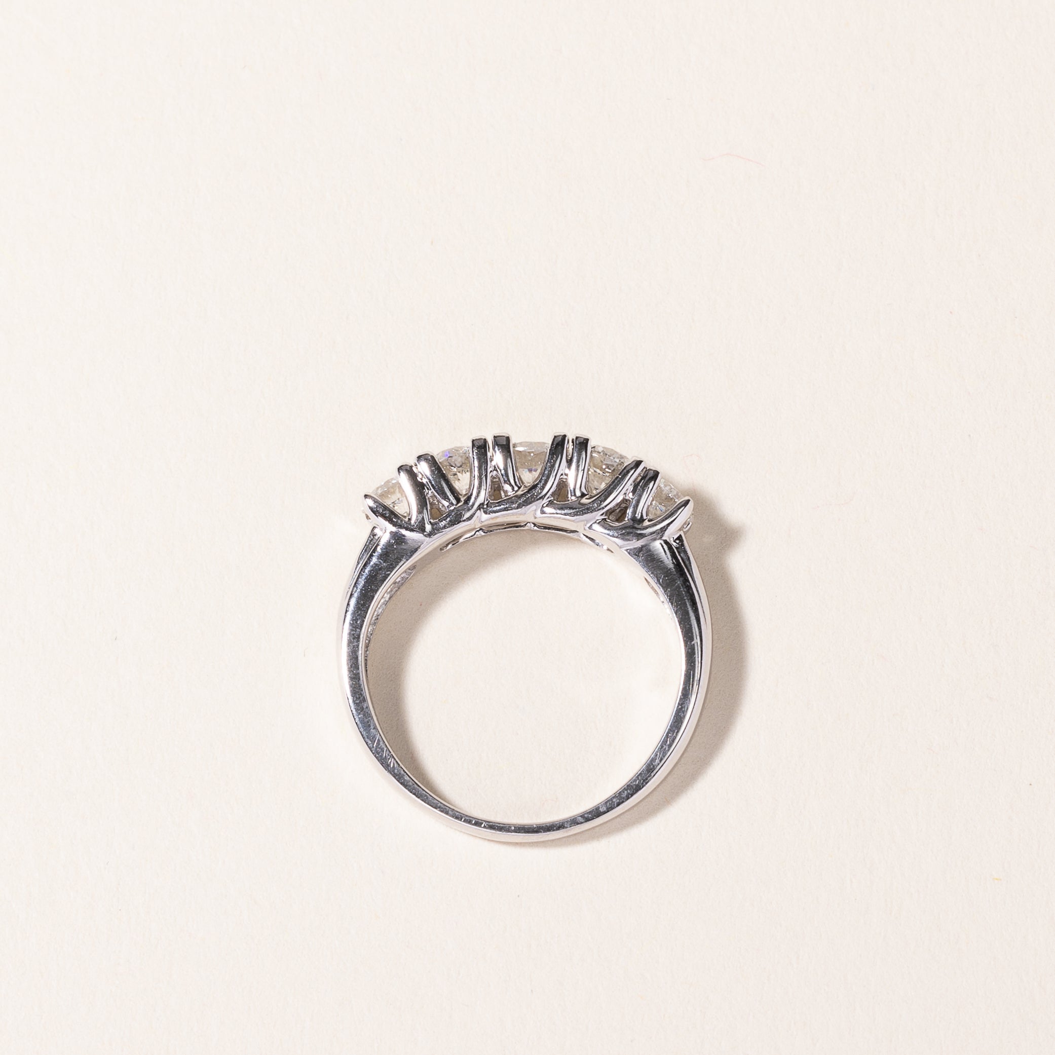 14k White Gold Five Stone Diamond Ring | 1.02ctw | SZ 6