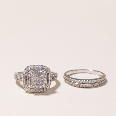 14k White Gold Diamond Wedding Ring Set | 0.76ctw | SZ 5.5