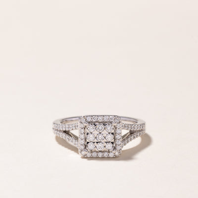 14k White Gold Cluster Diamond Engagement Ring | 0.63ctw | SZ 7