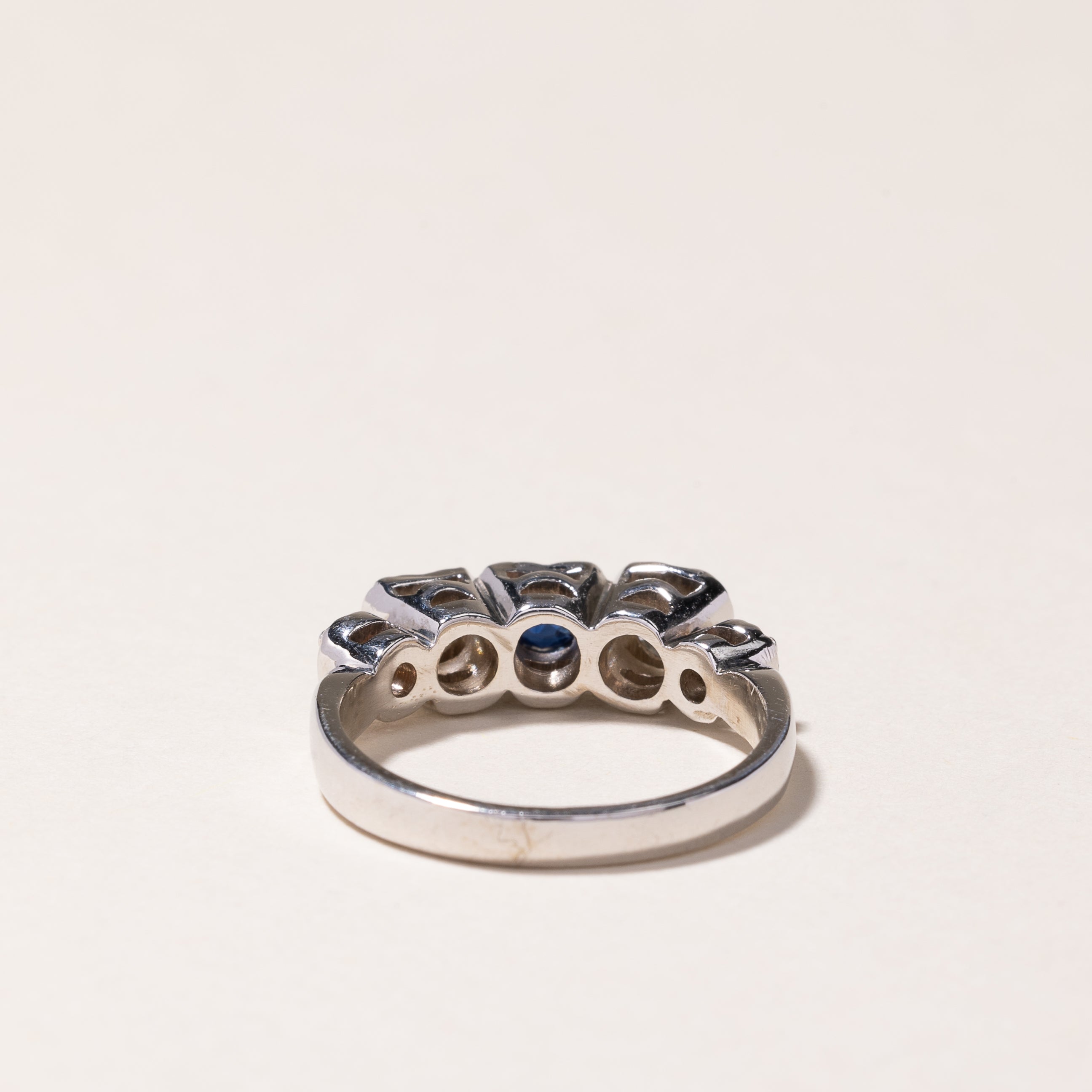 14k White Gold Sapphire & Diamond Ring | 0.27ct, 0.48ctw | SZ 6.5