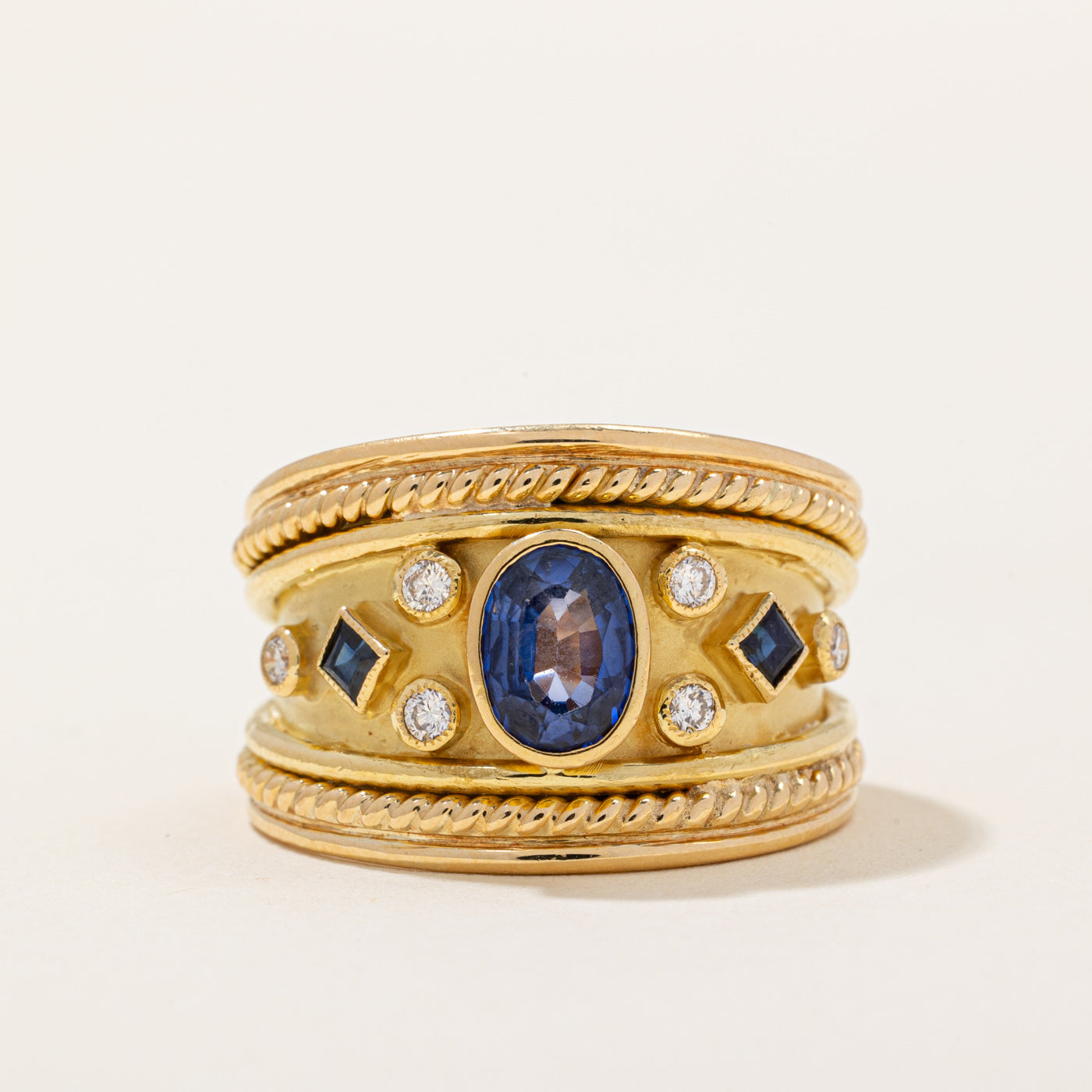 Bague cocktail saphir et diamants | 1,74 ct, 0,17 ct | Taille 9,75 | 
