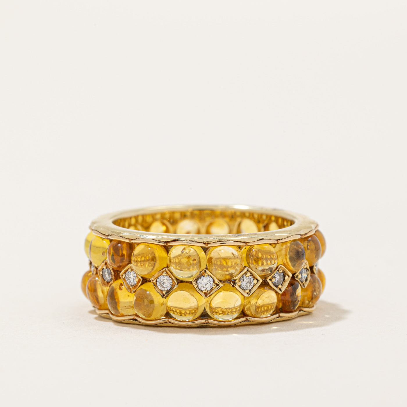 Yellow Sapphire & Diamond Ring | 9.33ctw, 0.24ctw | SZ 7 |