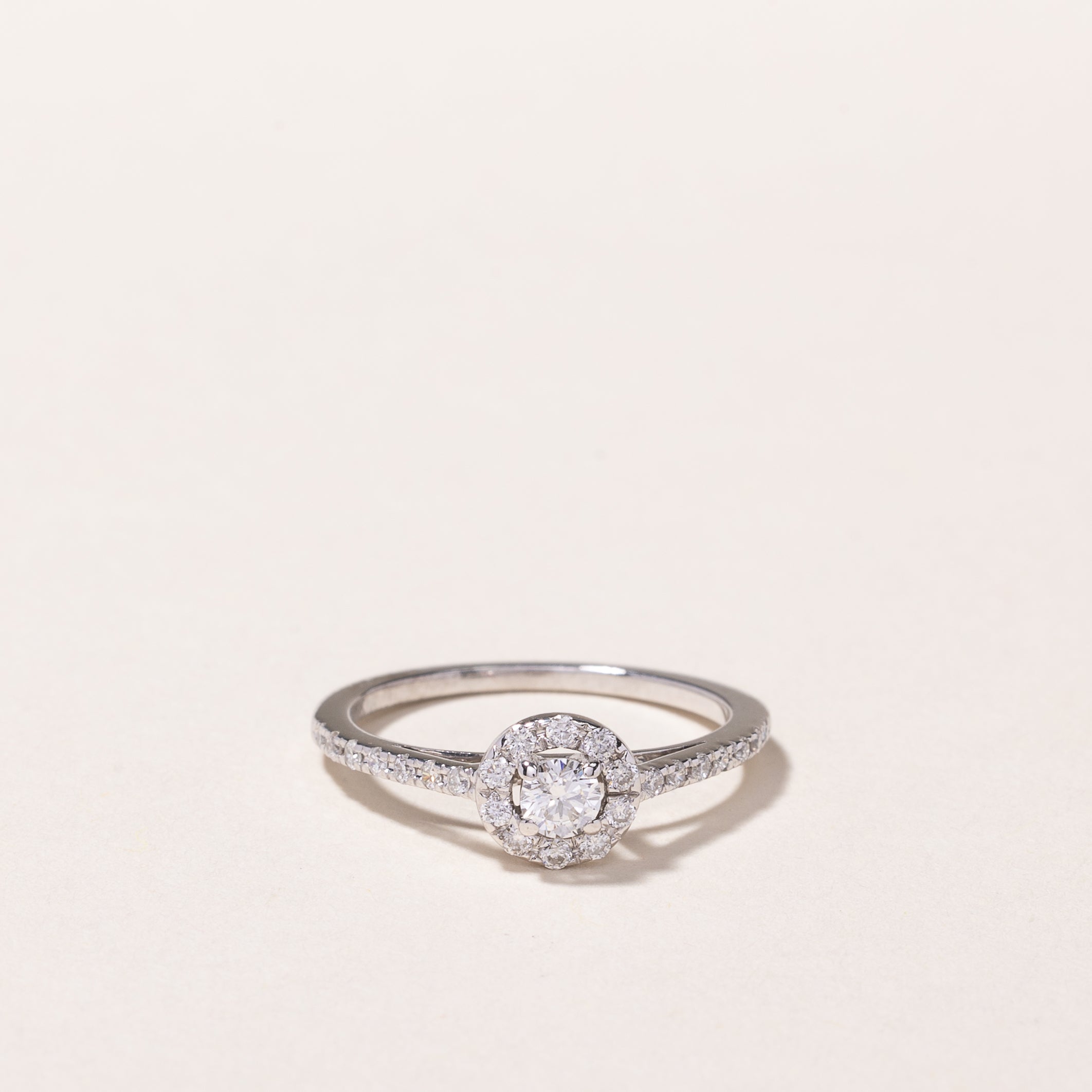 10k White Gold Diamond Halo Ring | 0.40ctw | SZ 5