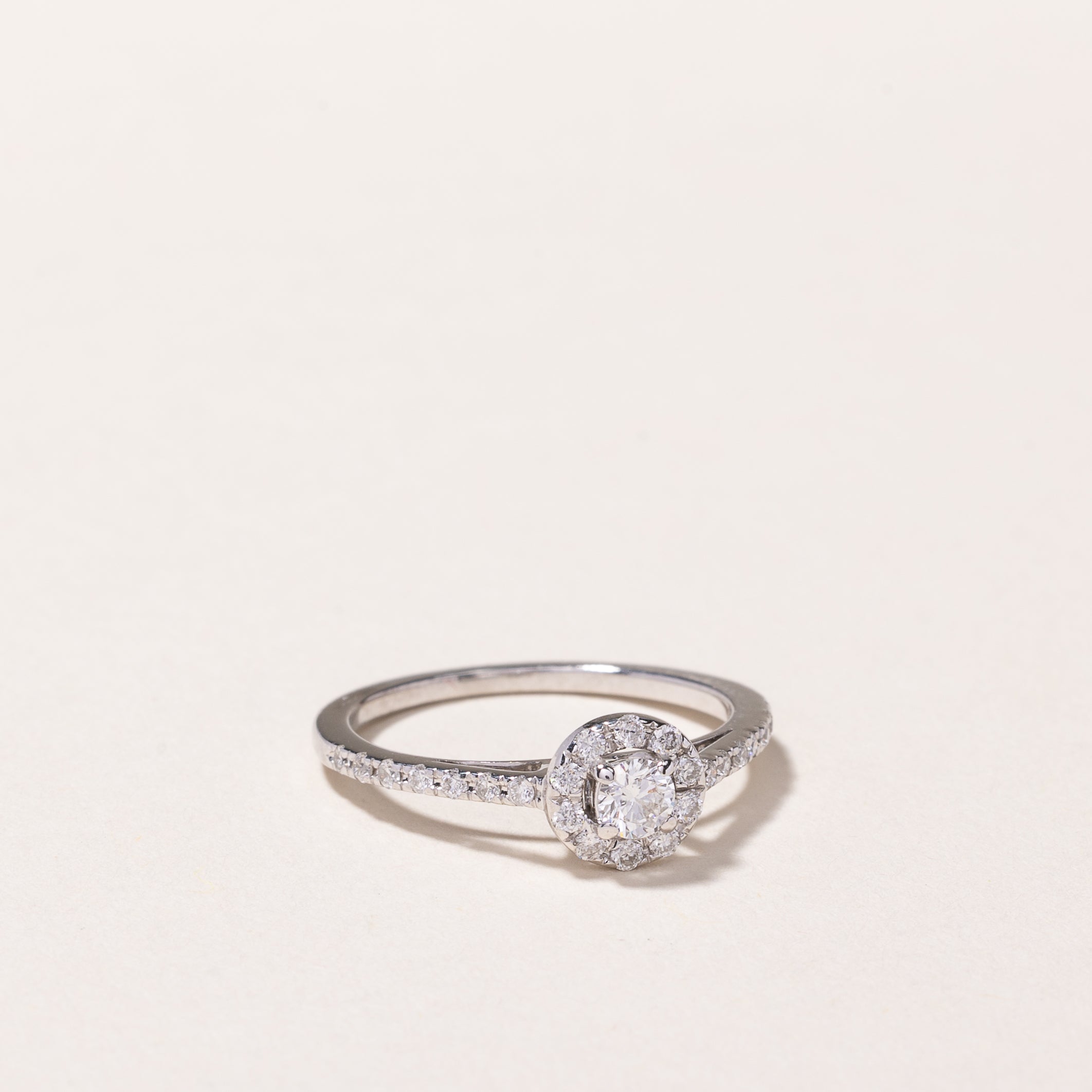 10k White Gold Diamond Halo Ring | 0.40ctw | SZ 5