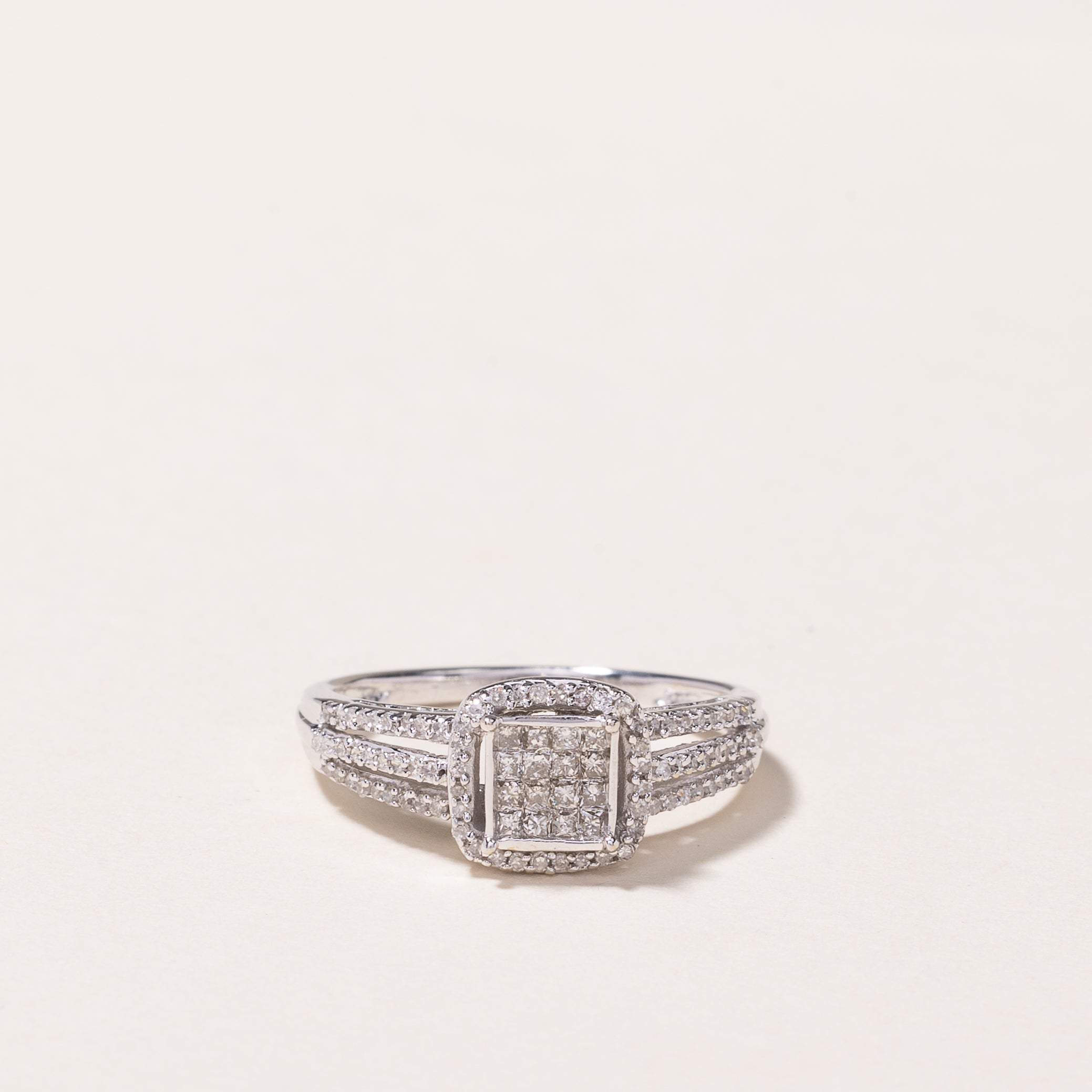 10k White Gold Cluster Diamond Ring | 0.29ctw | SZ 5.25