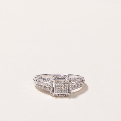 10k White Gold Cluster Diamond Ring | 0.29ctw | SZ 5.25