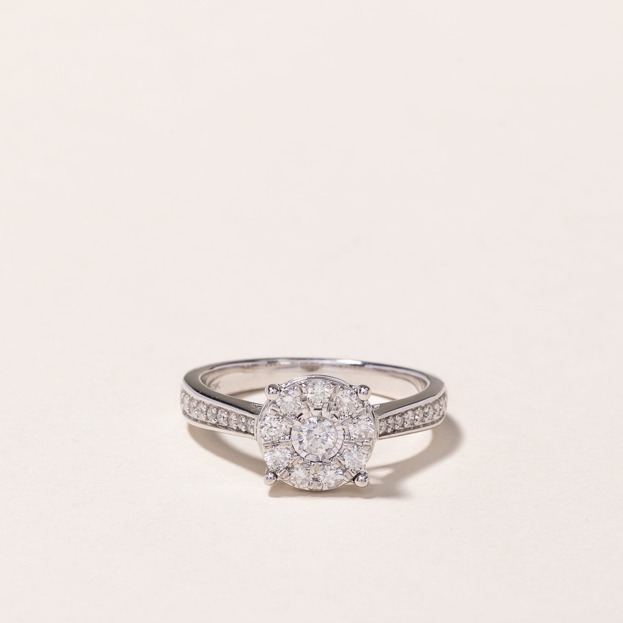 10k diamond top ring Sz 6.5