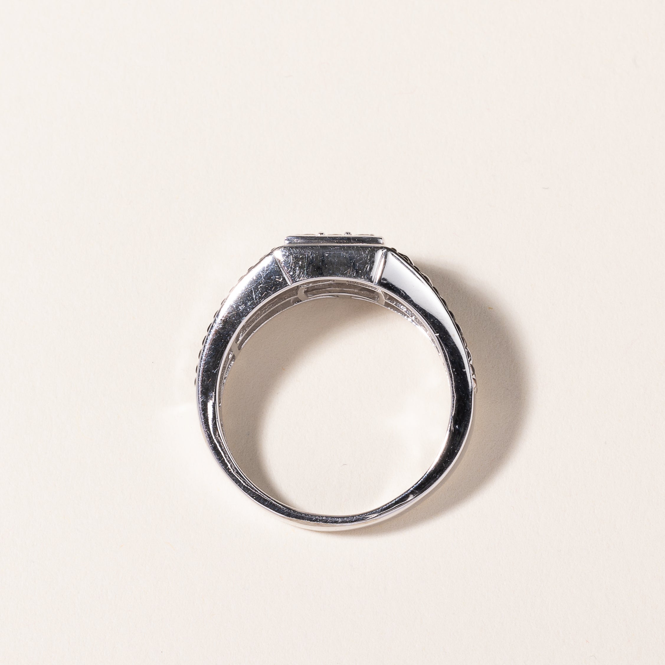 10k White Gold Black Enamel Diamond Ring | 0.48ctw | SZ 11.75