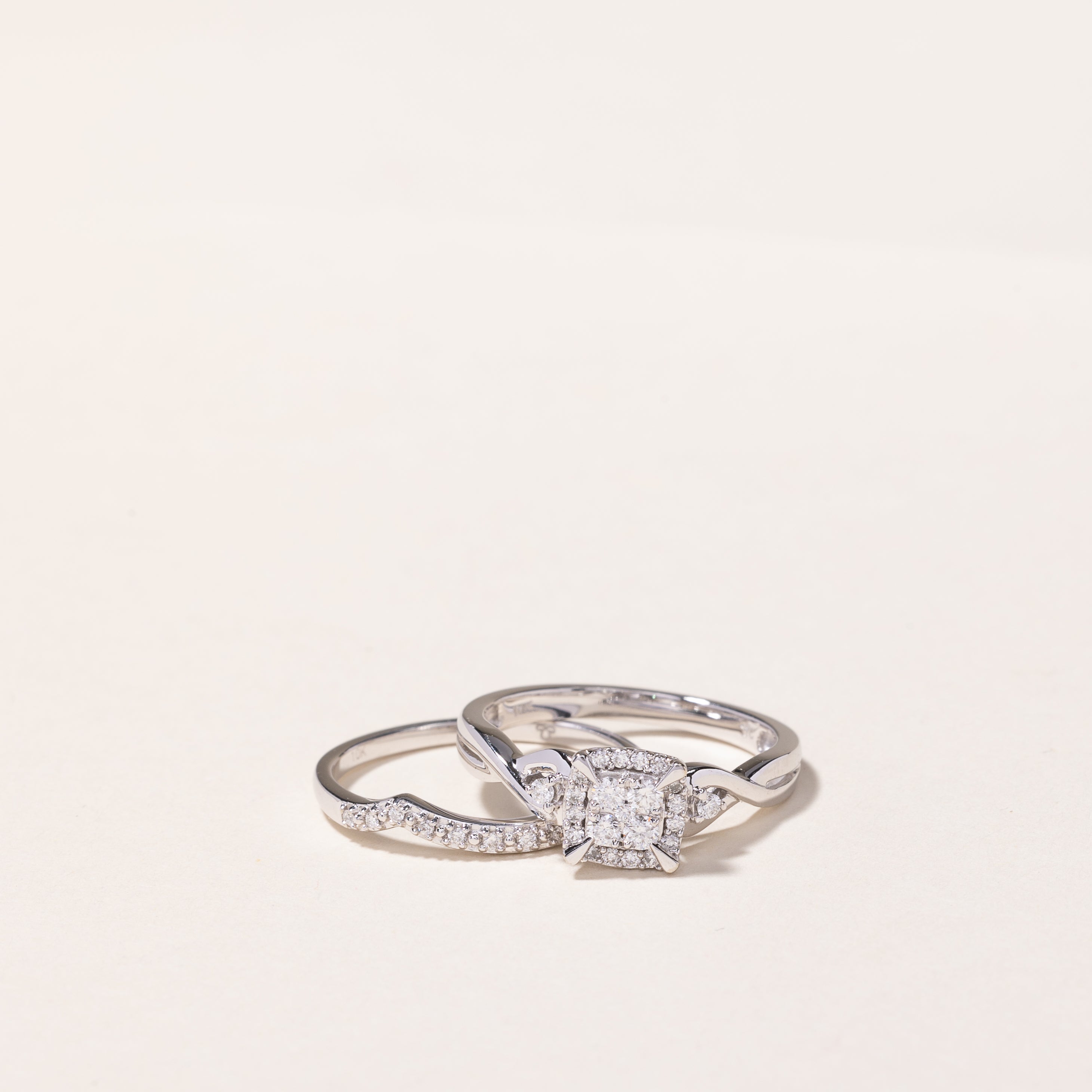 10k White Gold Diamond Wedding Ring Set | 0.34ctw | SZ 7