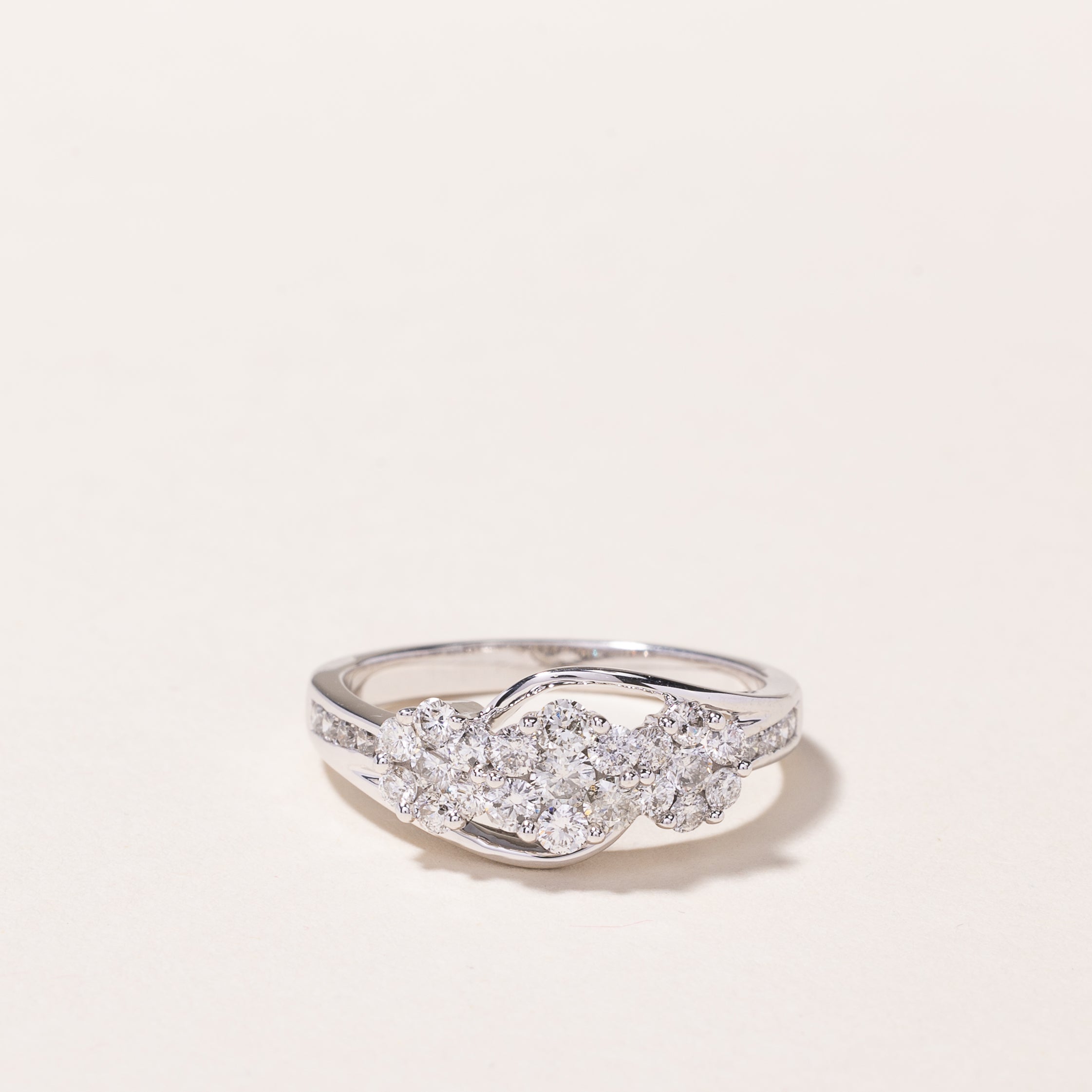 10k White Gold Floral Diamond Ring | 1.00ctw | SZ 8.5