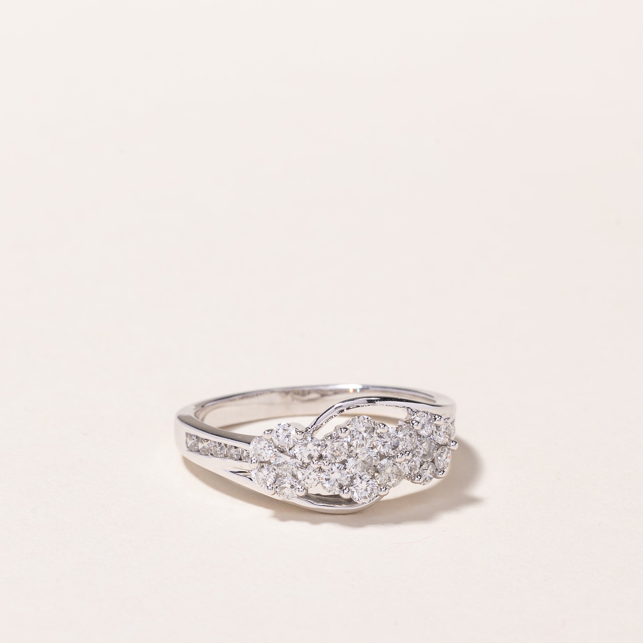 10k White Gold Floral Diamond Ring | 1.00ctw | SZ 8.5