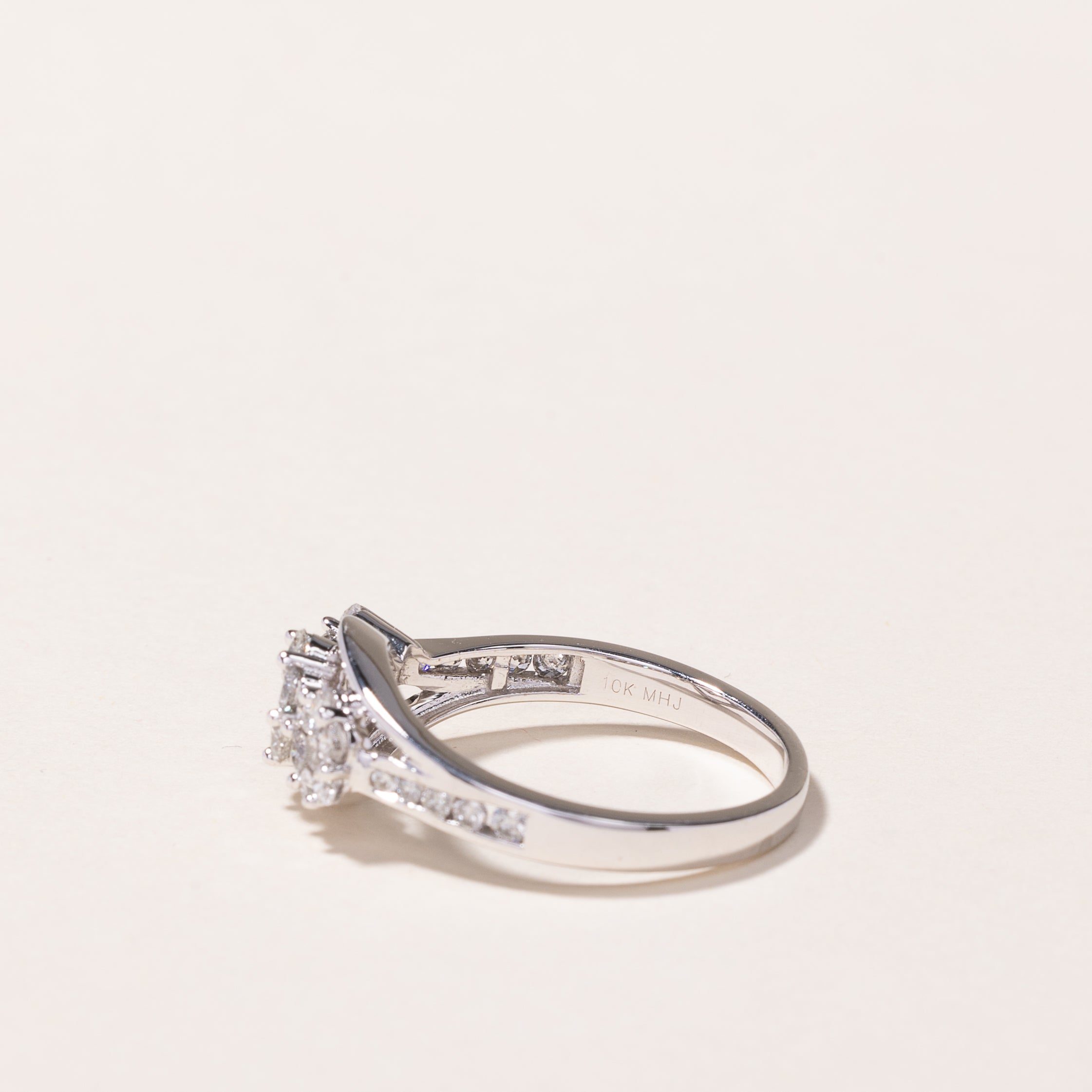 10k White Gold Floral Diamond Ring | 1.00ctw | SZ 8.5