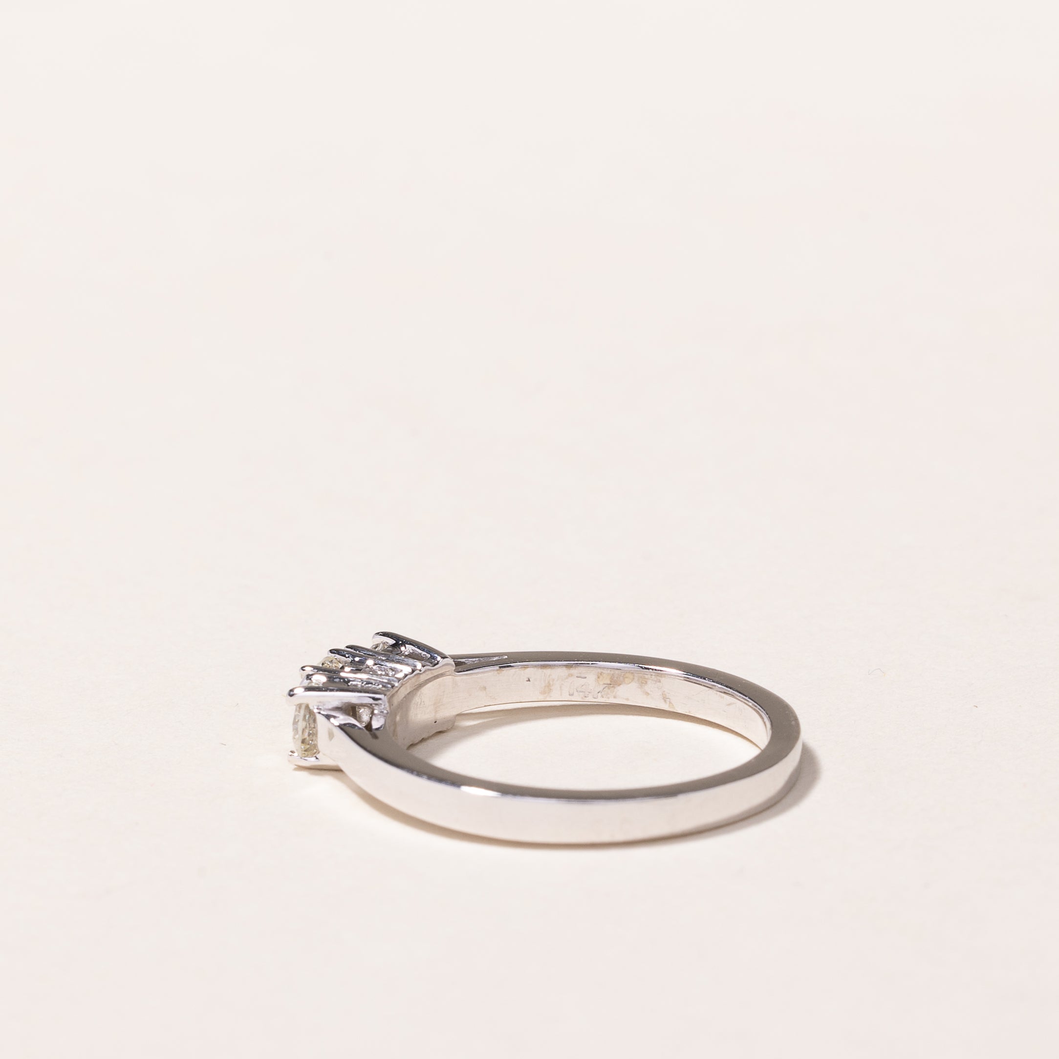 14k White Gold Three Stone Diamond Ring | 0.57ctw | SZ 7