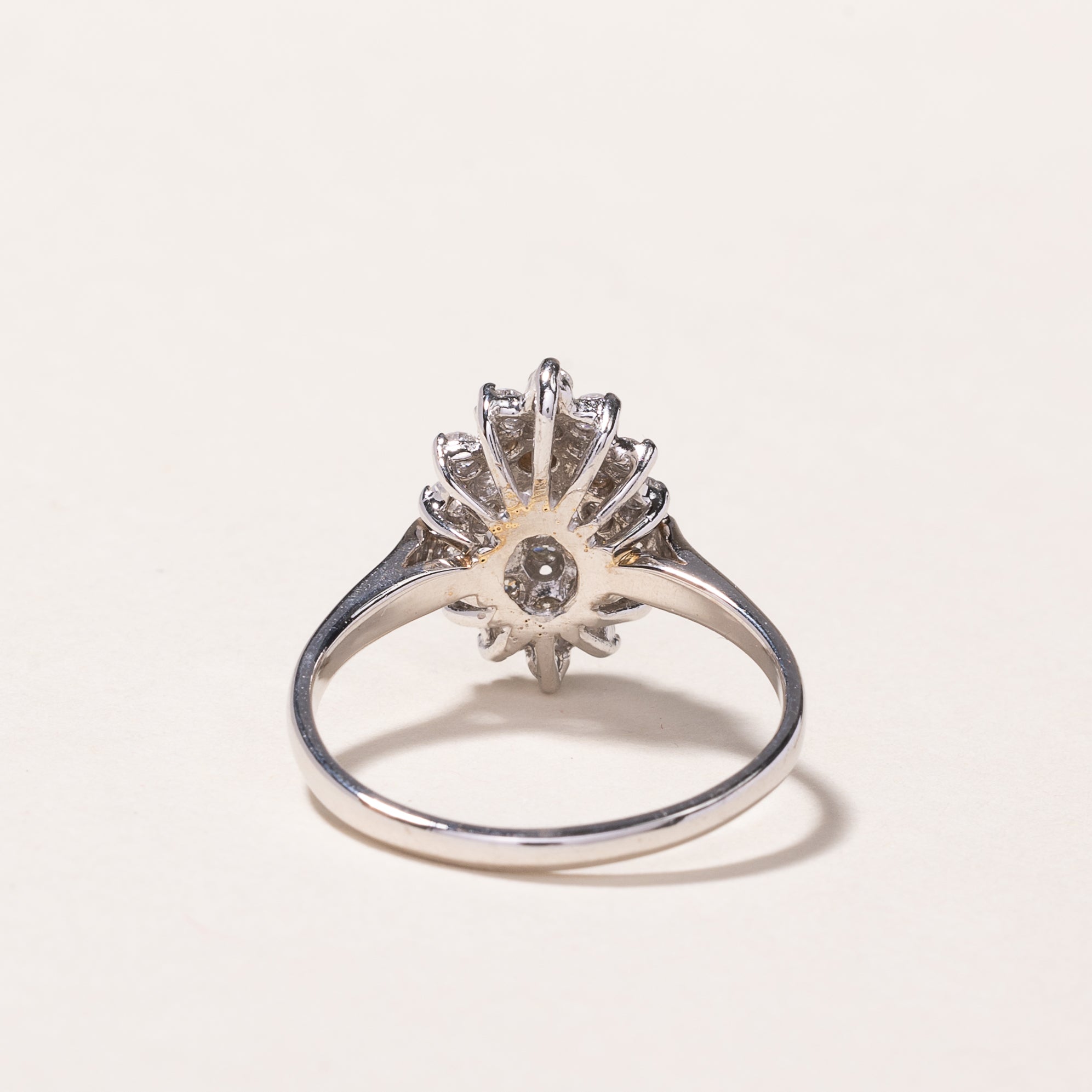 14k White Gold Diamond Cluster Ring | 0.91ctw | SZ 6.75