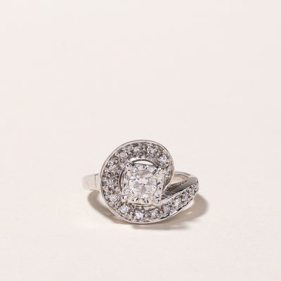 14k White Gold Swirl Design Diamond Ring | 0.42ctw | SZ 4