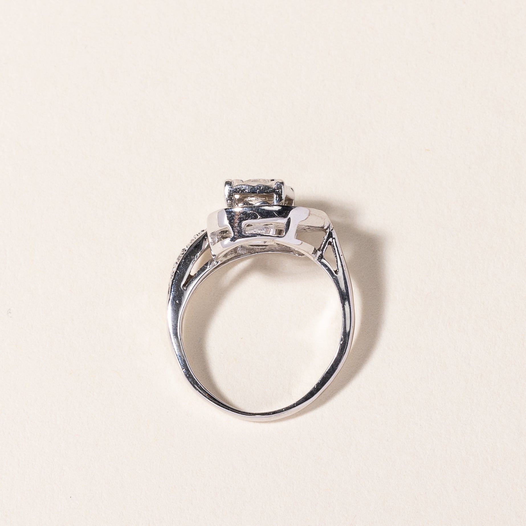 14k White Gold Swirl Design Diamond Ring | 0.42ctw | SZ 4