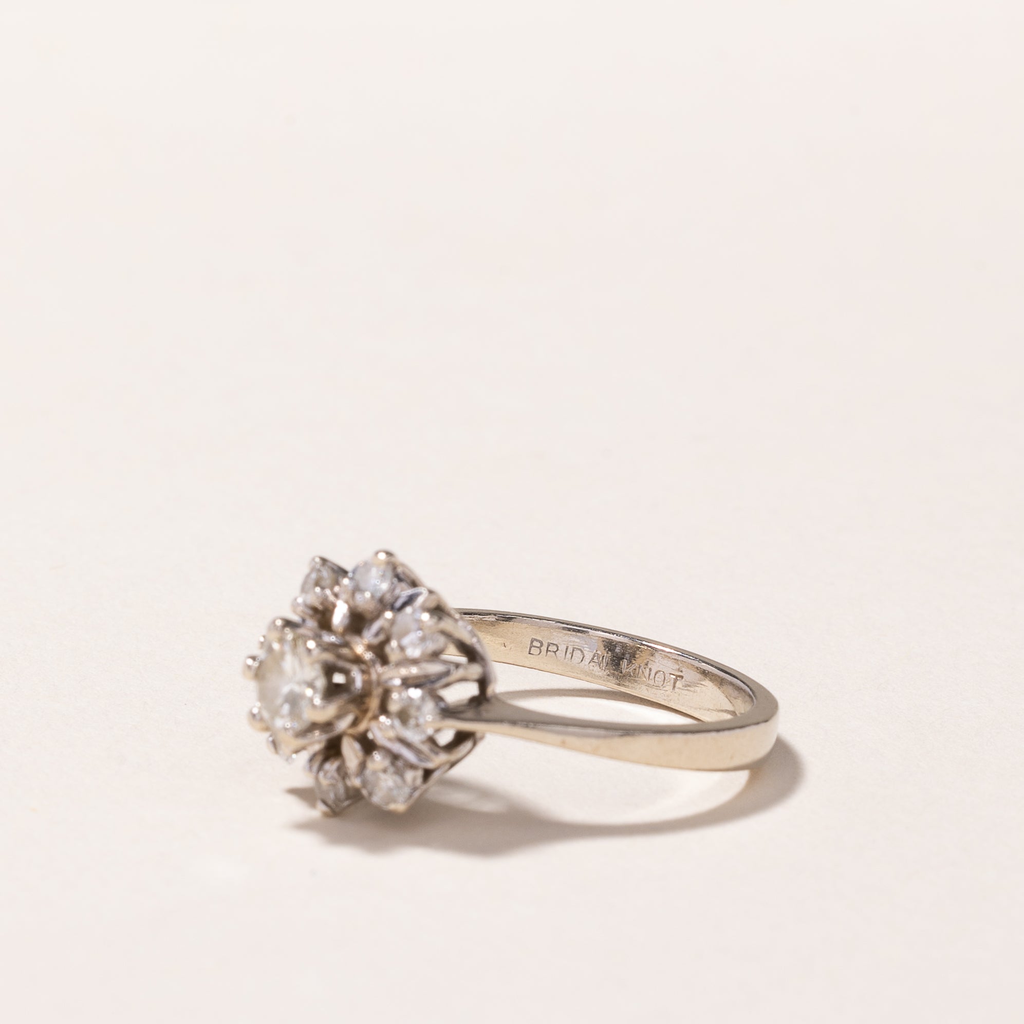 14k White Gold Diamond Petal Halo Ring | 0.58ctw | SZ 4.75